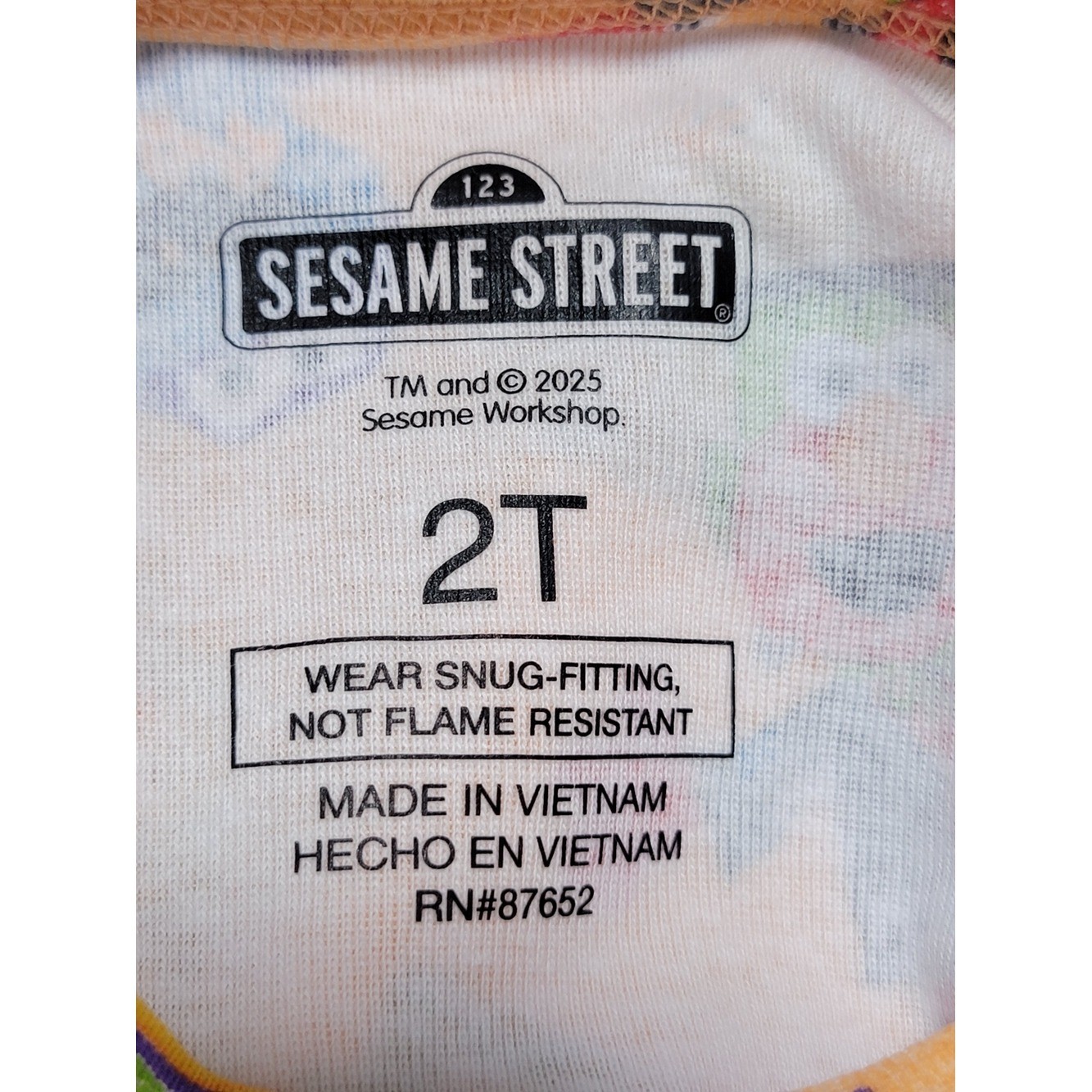 Sesame Street Orange Halloween Character Pajama Set with Purple & Green Accents