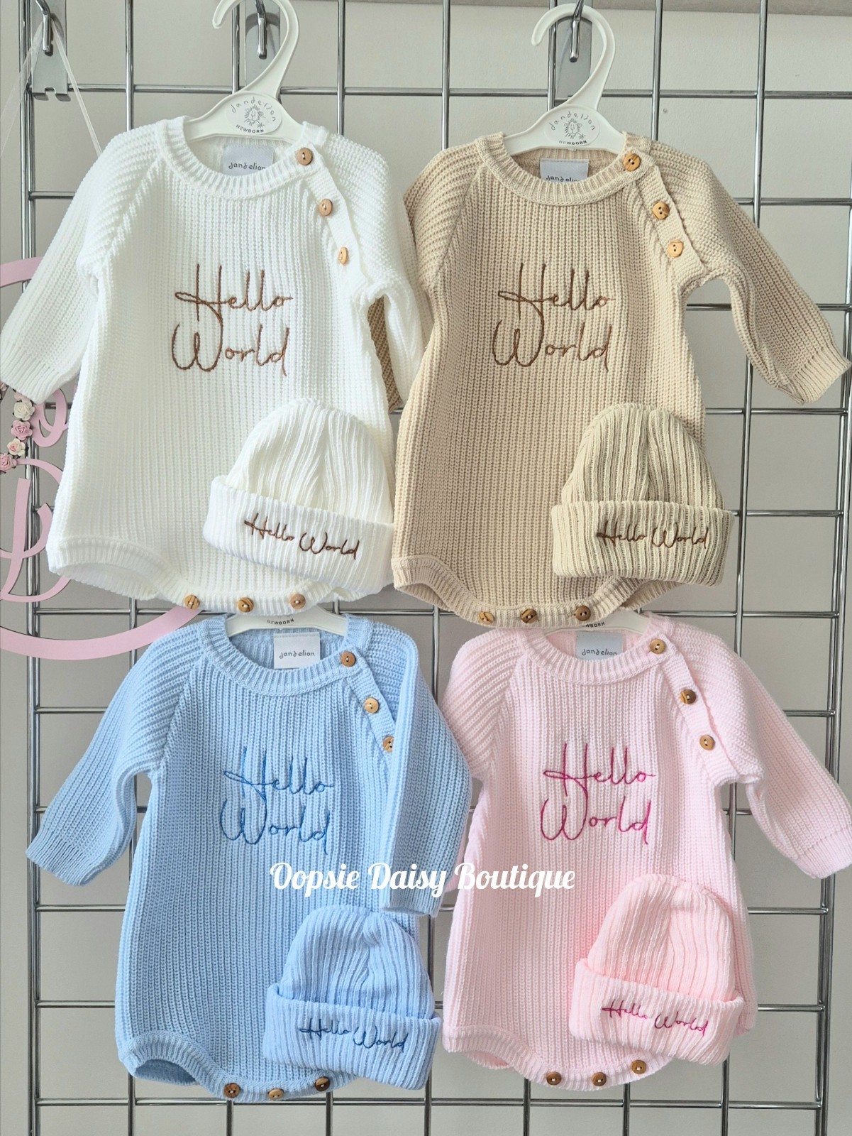 Hello World Knitted Romper & Hat Set FREE KNITTED BOOTIES