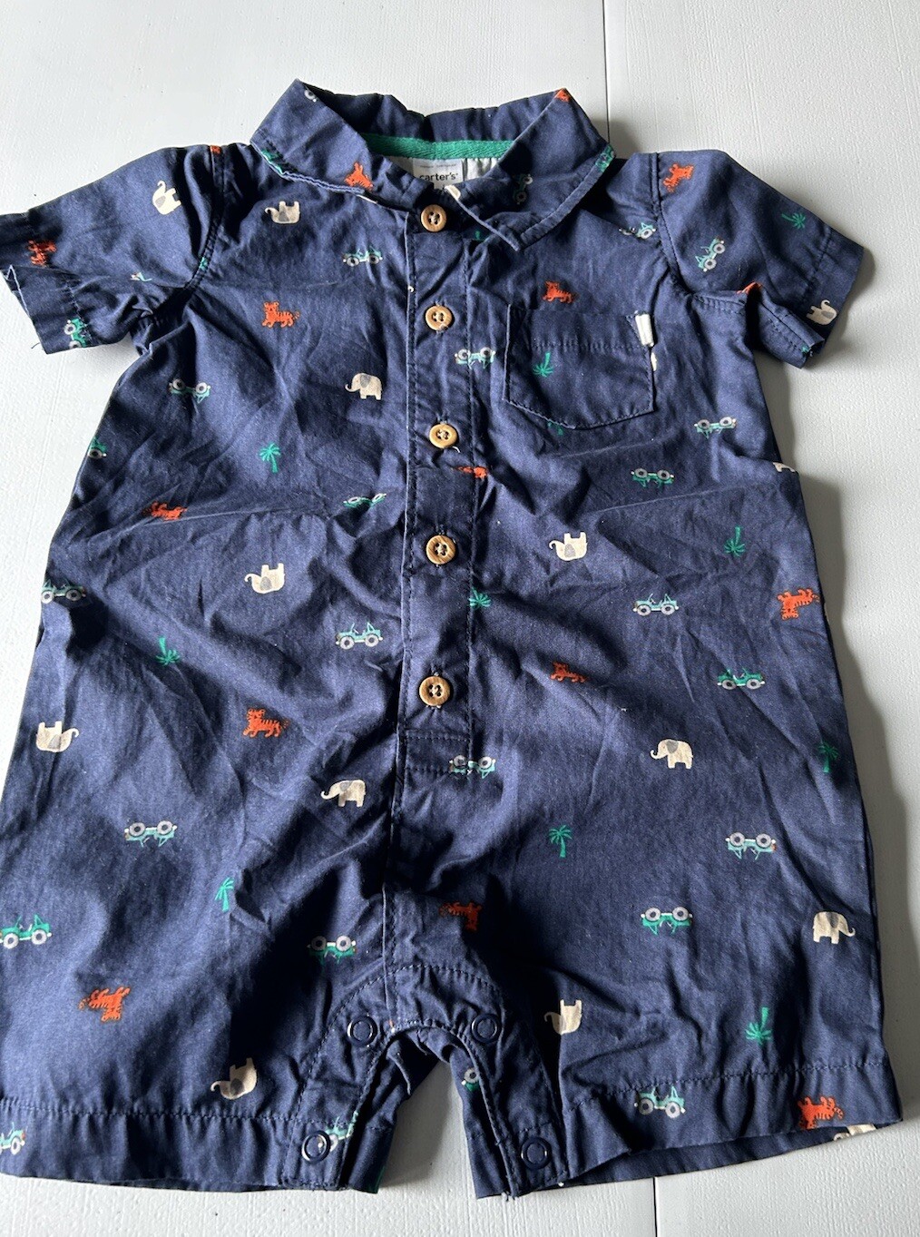 Carters Baby Boy Cotton One Piece Safari Short Outfit 18 M