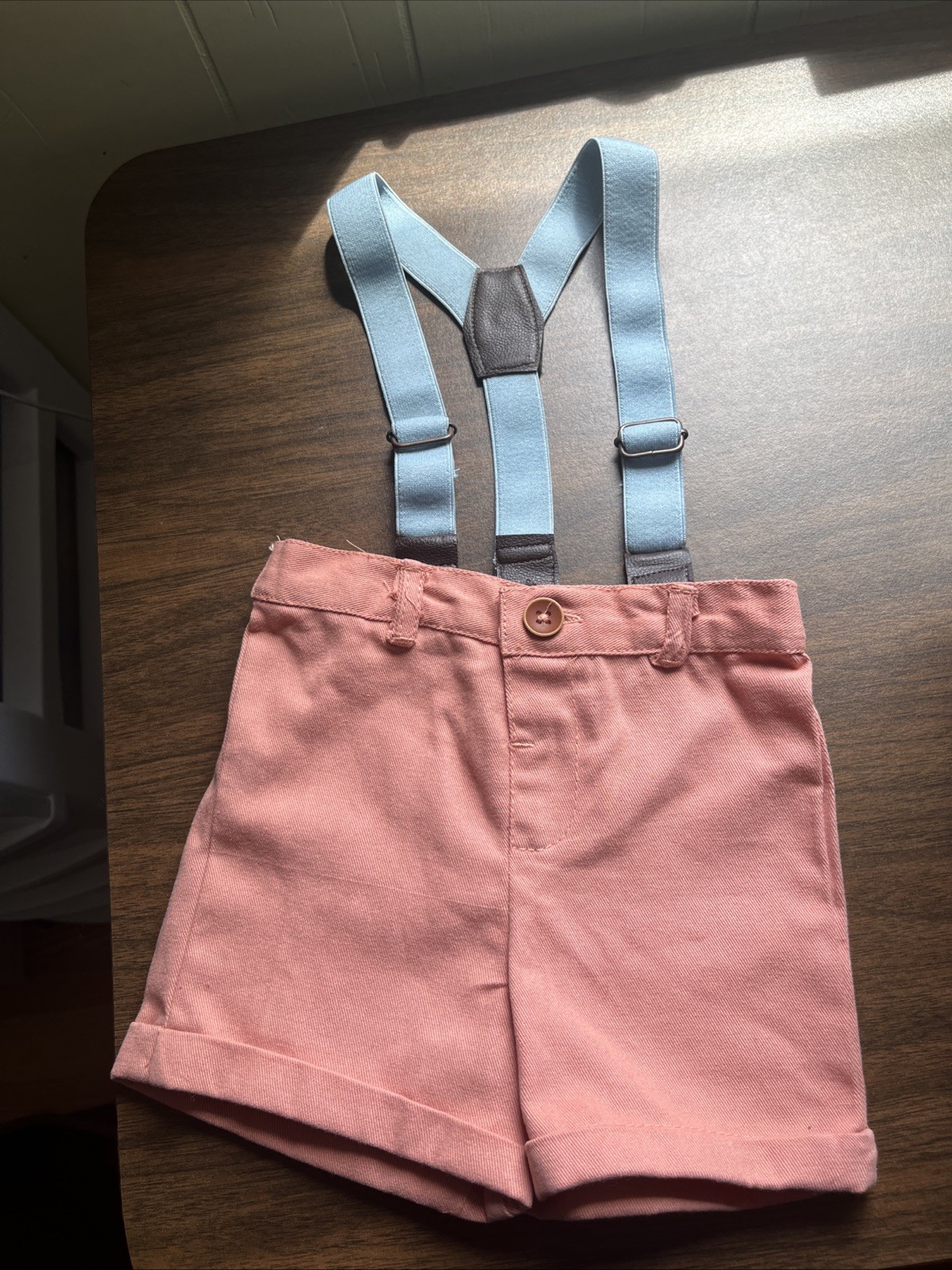 0-3 Months, SHIRT, SHORTS & SUSPENDERS Made In India For Tahari NWT