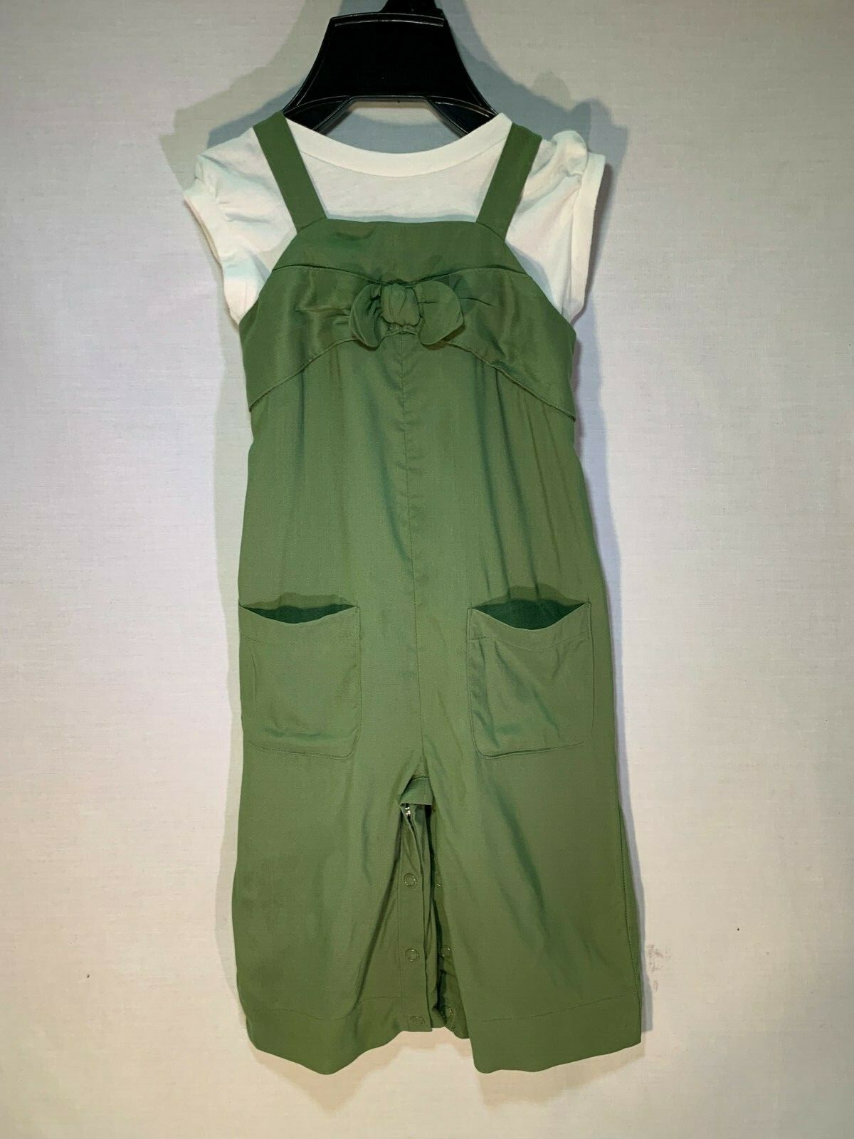 Genuine Kids Oshkosh B’gosh Baby Green Overall White T-Shirt Set 18M