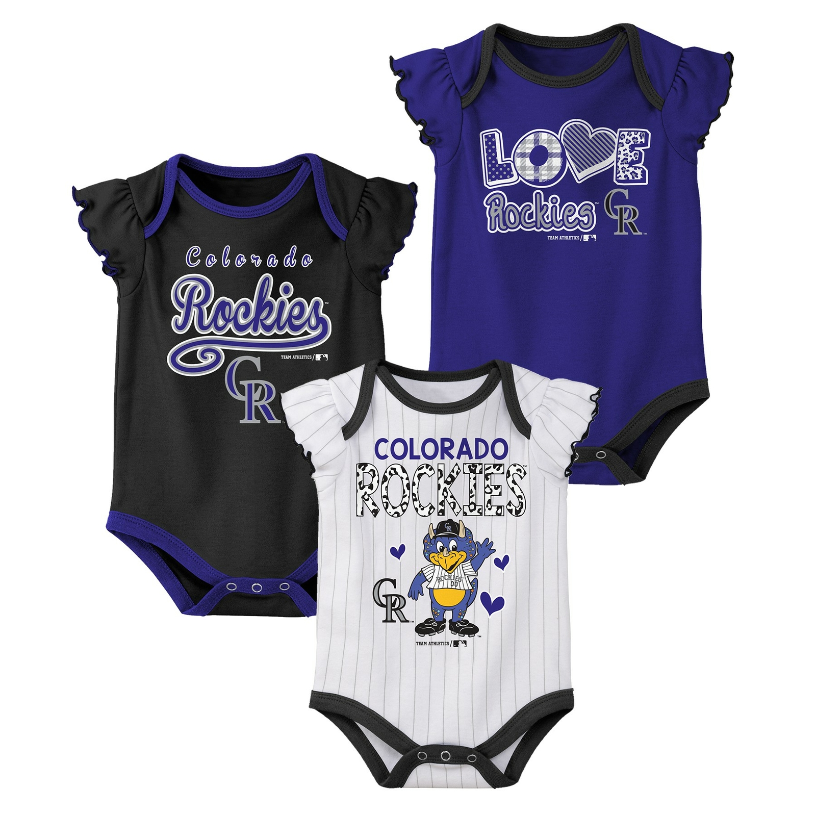 Outerstuff MLB Baseball Infants Colorado Rockies 3 pack Creeper Set