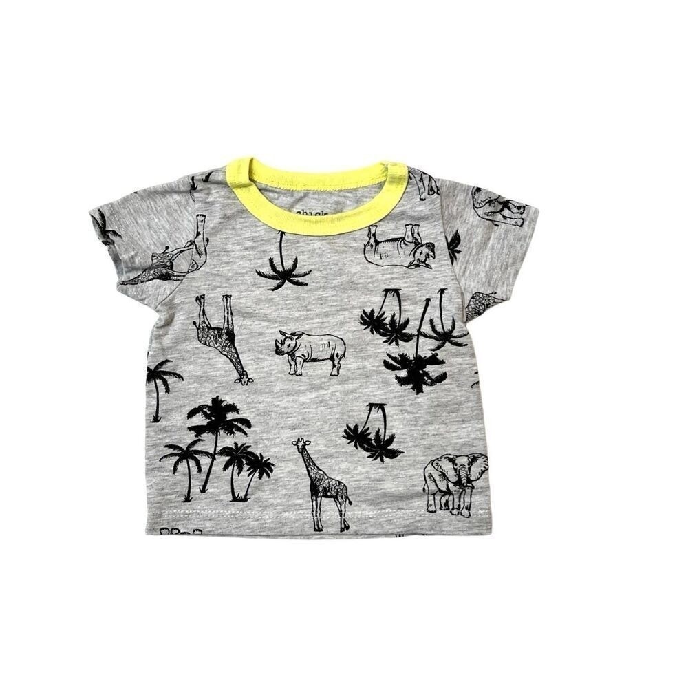 Chick Pea Safari Animals Shorts Outfit Gray Black 3-6 months Baby Infant Boy