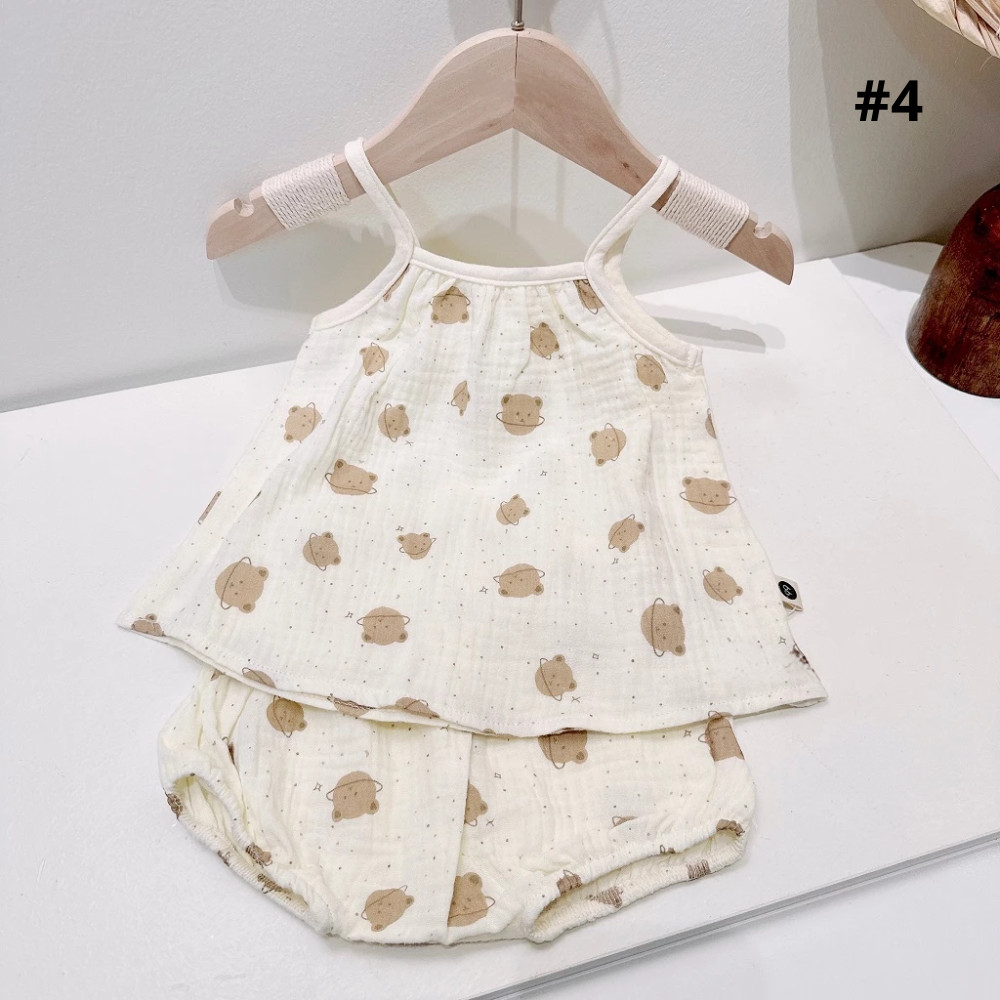 Cute Muslin 2-Strap Outfit Set for Baby Soft Breathable