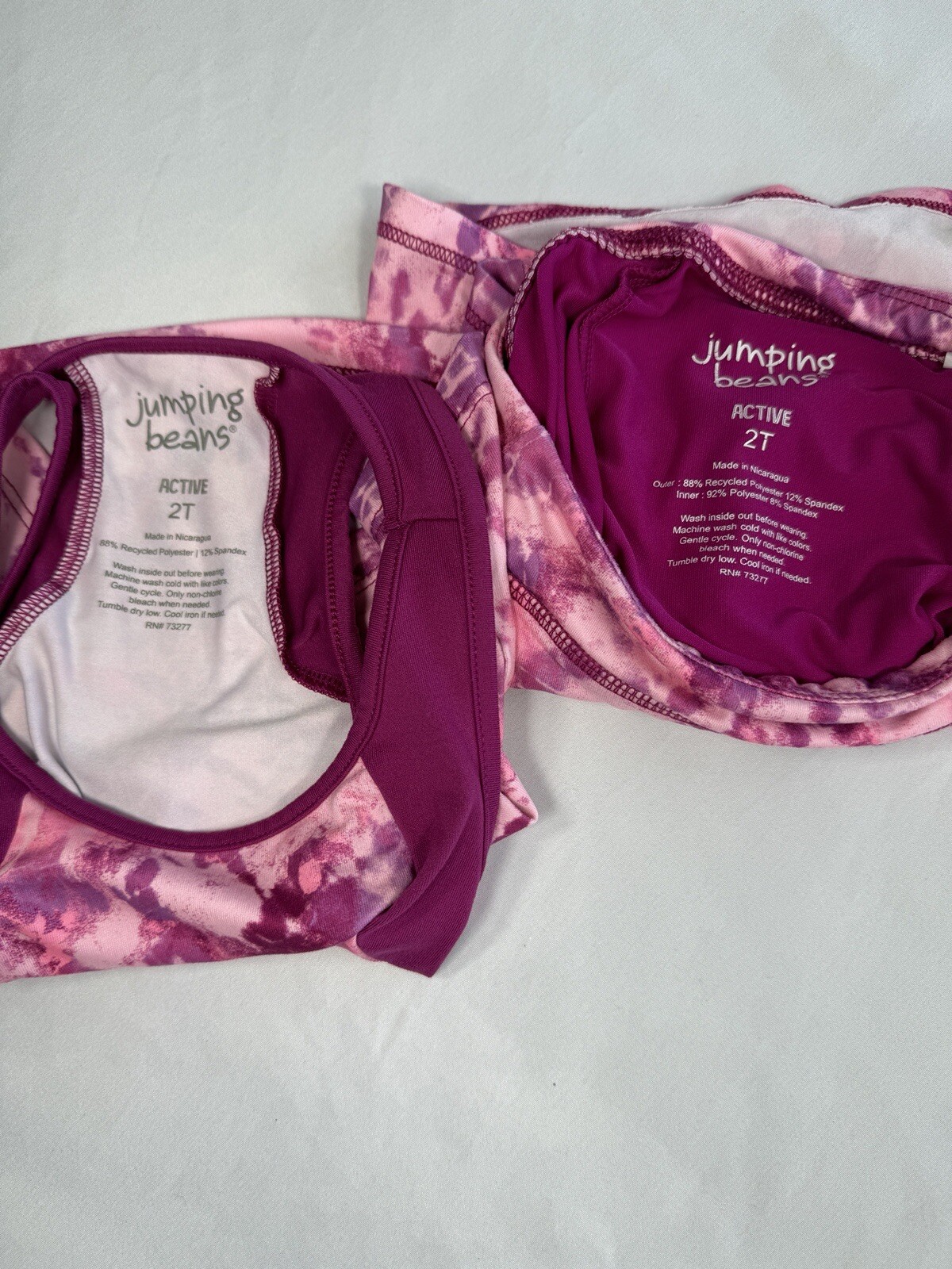 Jumping Beans 2 Pc Active Set Purple Pink Skort Shorts Tank Top Girls Sz 2T