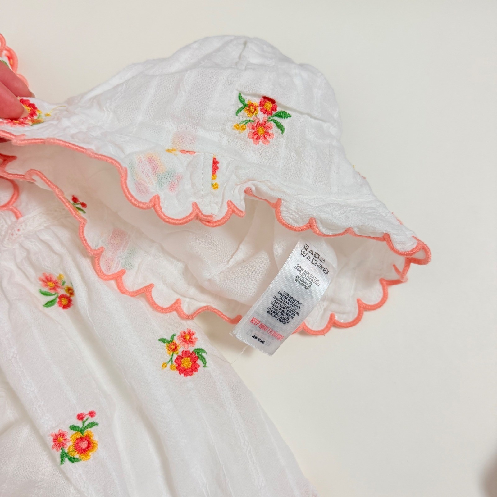 Happily Grey Kids Baby Girls Floral Embroidered Dress Bloomers Hat Set 3-6M