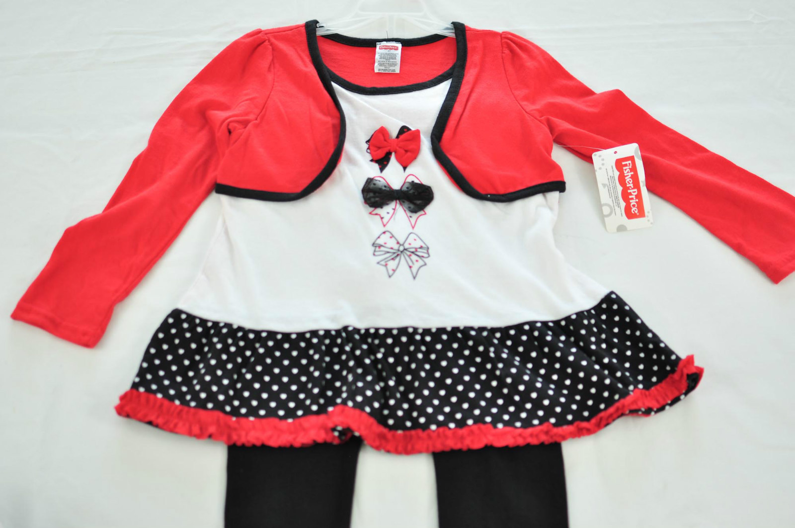 infant girls Fisher-Price 2 piece playset pants & top size 12 months red & blac