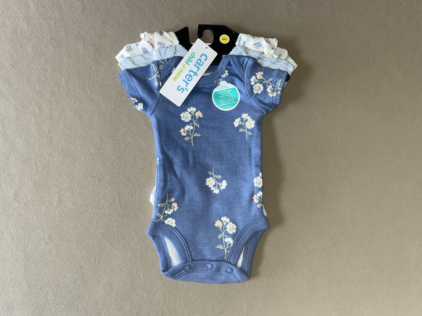 Baby Girls Preemie THREE Piece 100% Cotton One-Piece Bodysuits Set-New With Tags