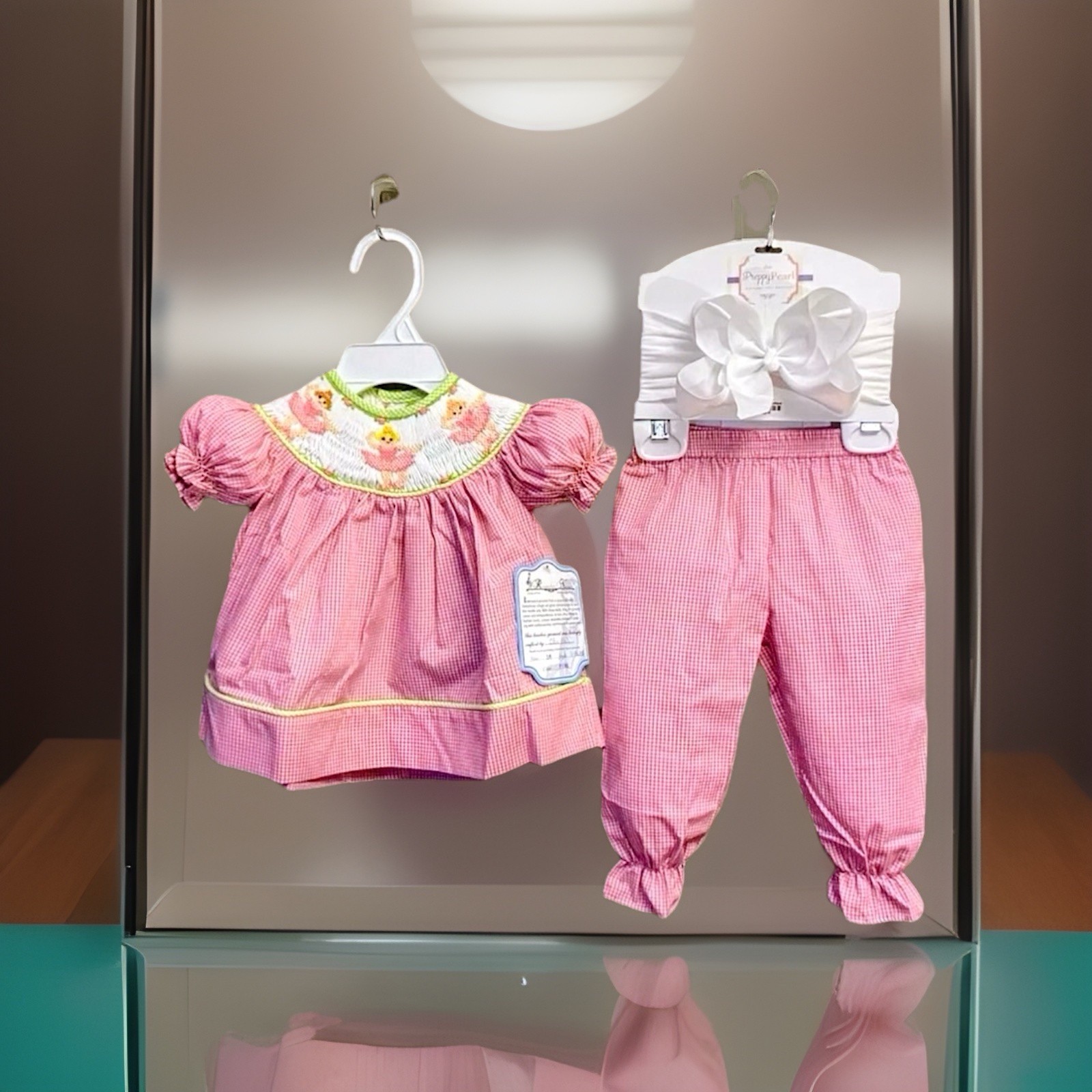 Girls NWT Remember Nguyen Smocked Pants Set Dress Shirt Ballet Free Bow 3 Months