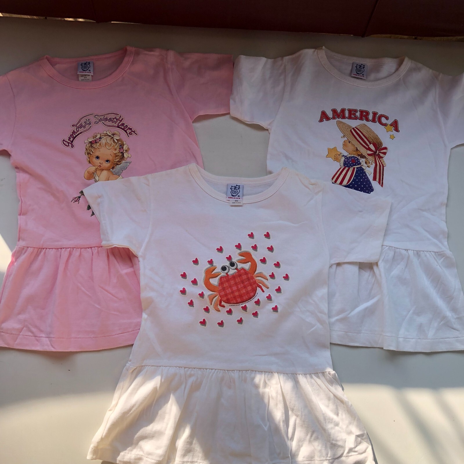 NEW OLD STOCK NOS Vintage 1999 t shirt dress Lot Kiddy Kats Made in USA 90s 4T/4