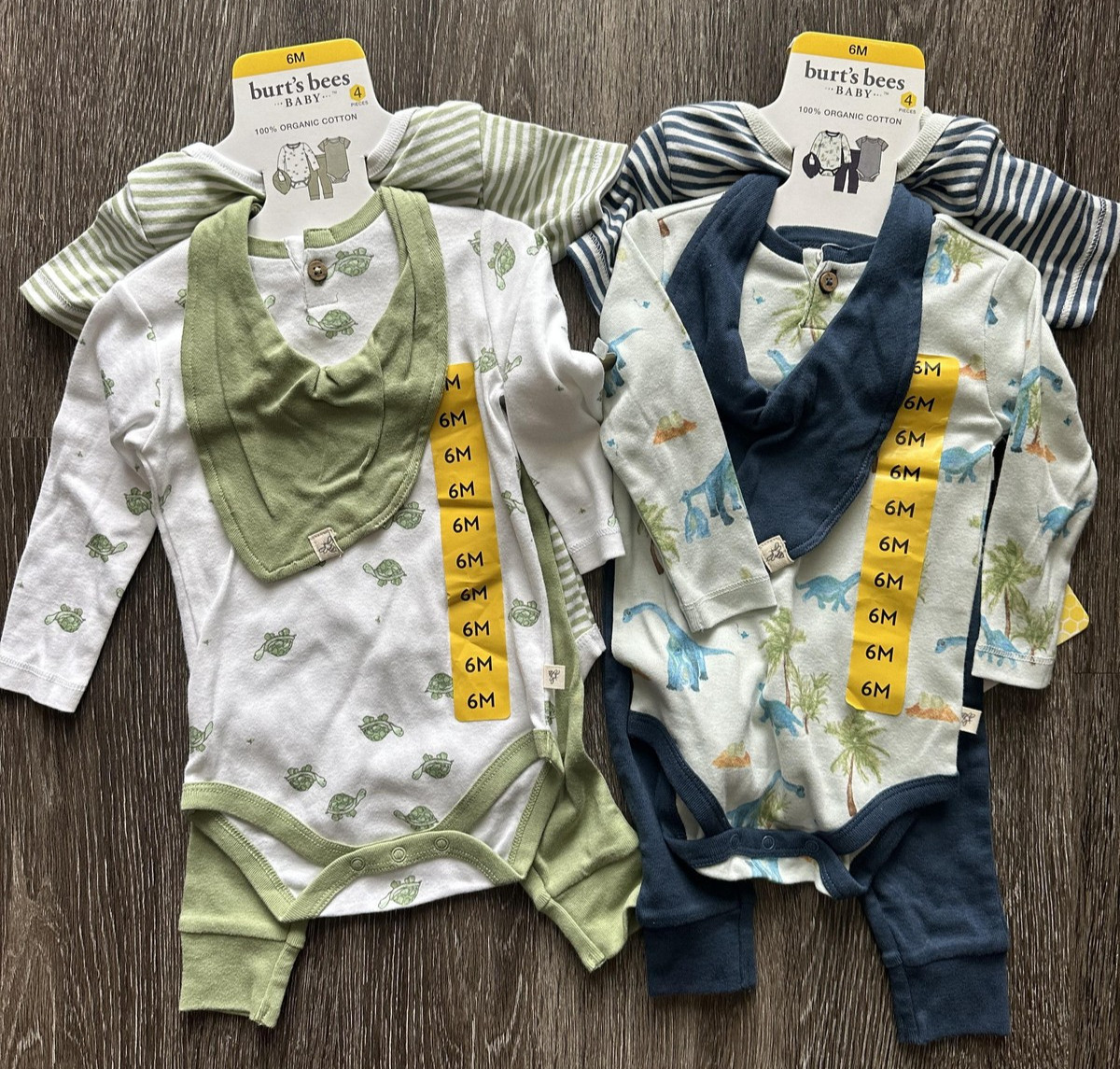 Burt’s Bees Baby Pants Set Boys 6 Months Dino Turtle Organic Bodysuit Lot of 2