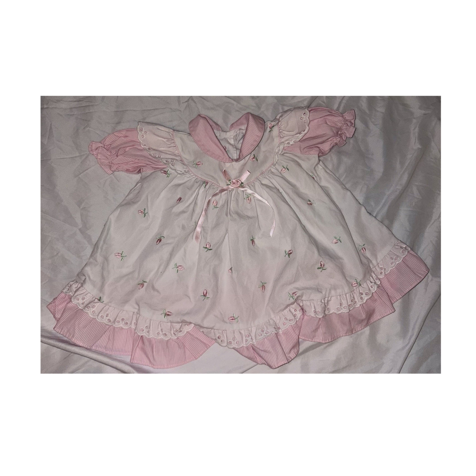 VINTAGE BEAUTIFUL BOUTIQUE Girls 6-9 Months Floral Dress Set w/ Matching Bonnet