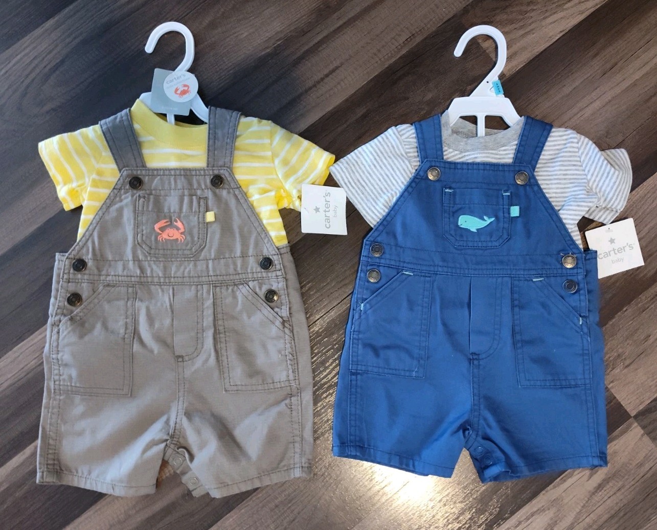 2 New Carter’s Baby Boy Outfit Sets 6M Shortall NWT Beach Crab Whale