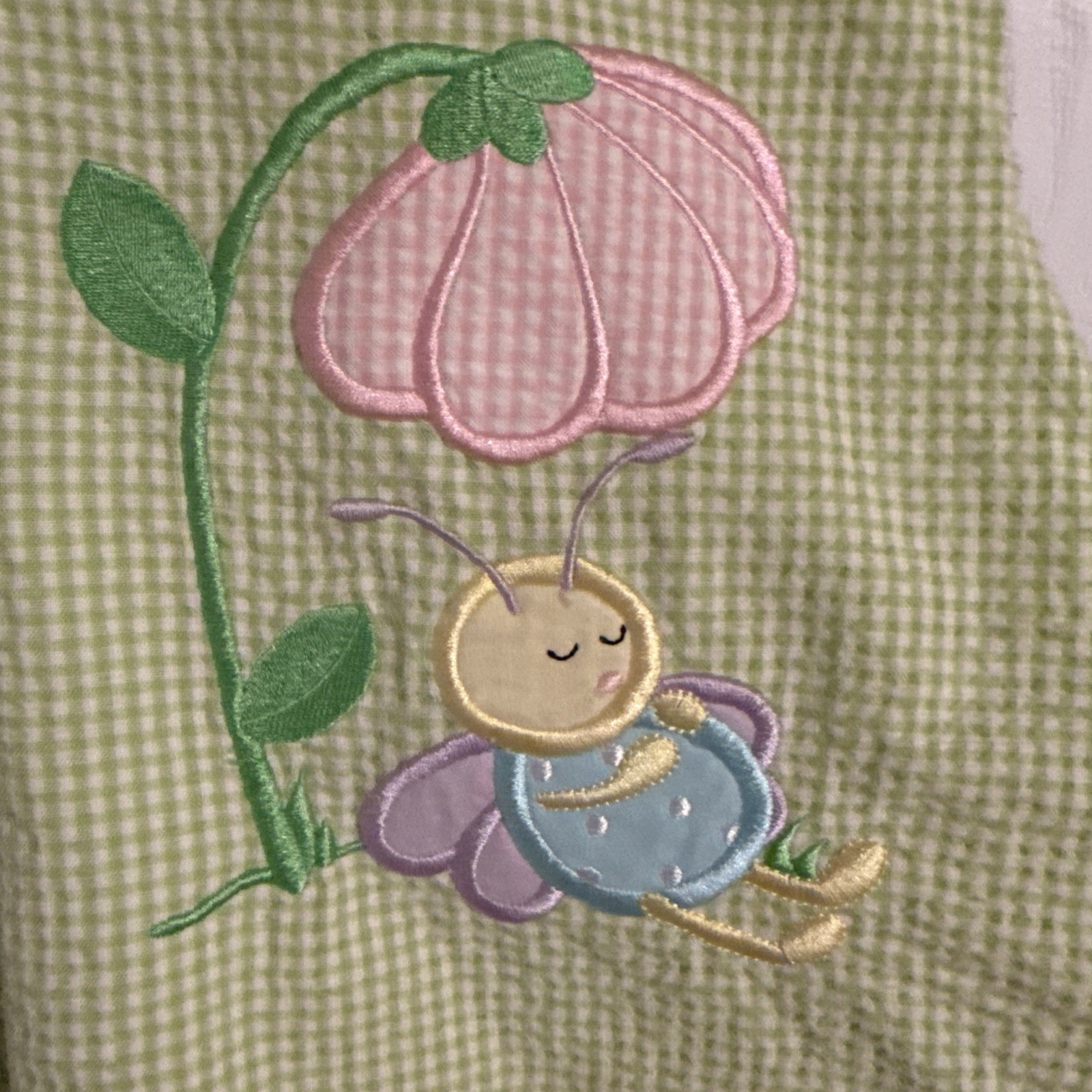 Austin & Ashley Baby Girls 4T Dress & Bloomers Green White Checkered Ladybug