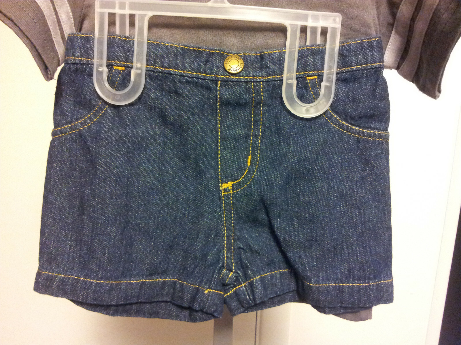 Infant Robot Themed Short Set Size 12M Pull-on Jean Shorts Sleeve Shirt Top NWT