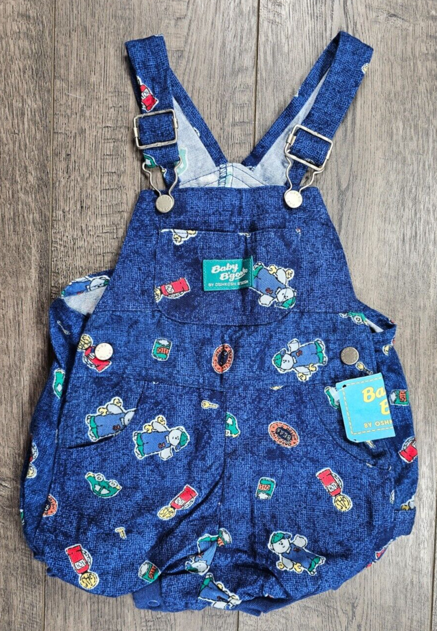 Baby Boy Clothes New Vintage Oshkosh Baby B’Gosh 12 Month Worker Bear Shortalls