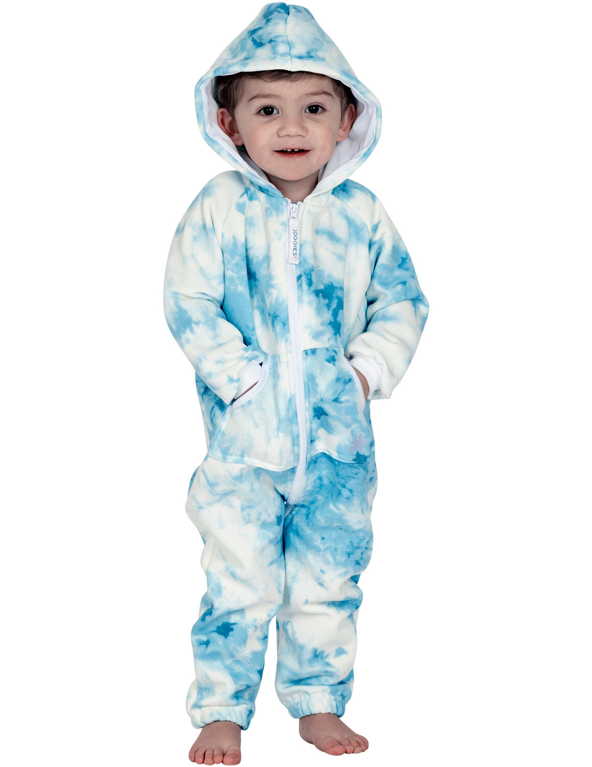 TieDye Blue Infant Footless Hoodie One Piece