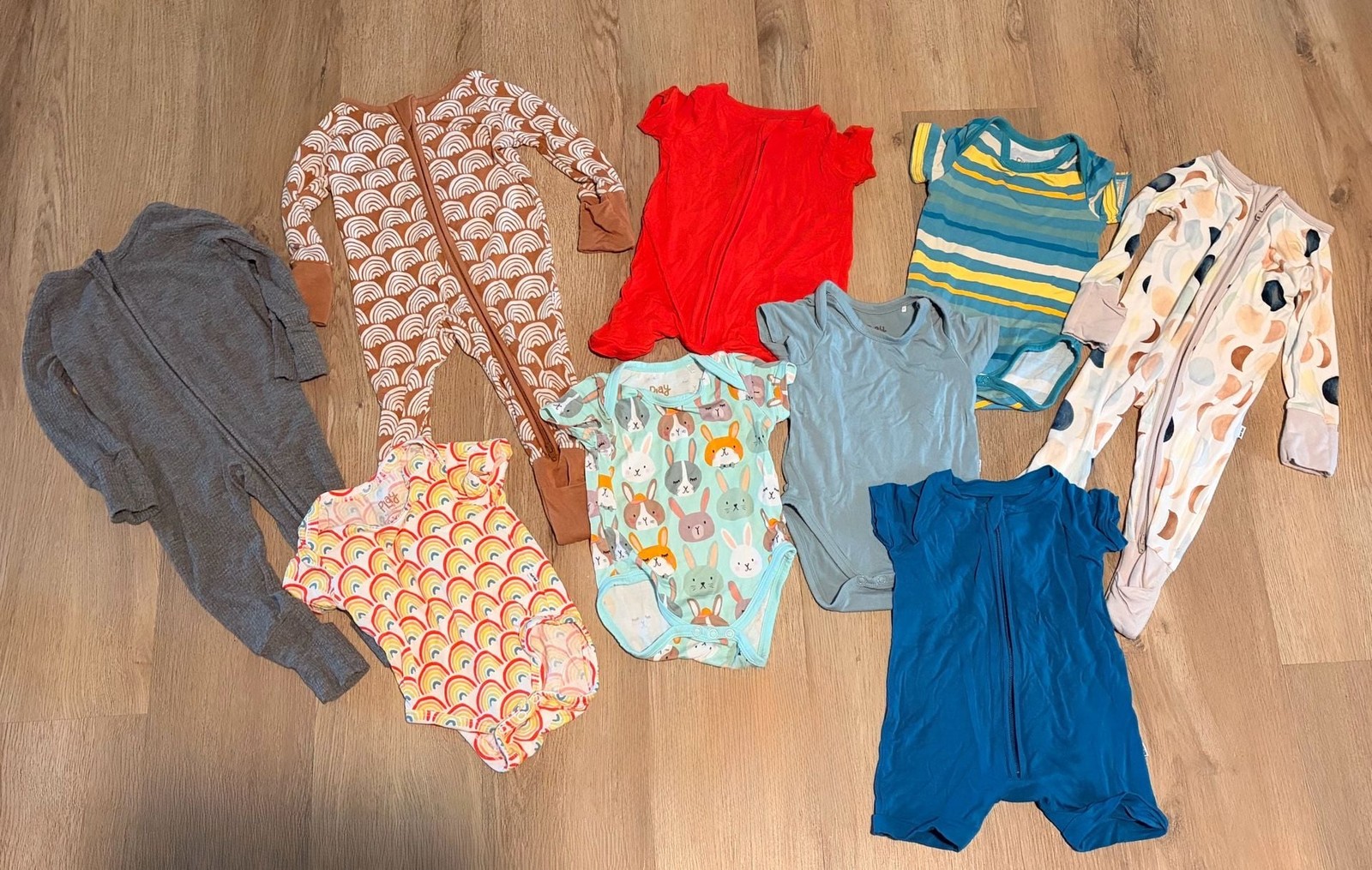 Little Sleepies Baby Bamboo Zippie and Bodysuit Bundle – 9 Piece Set. 0-3 months