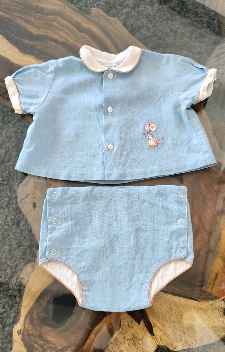 🌿 Charming Vintage Baby Boy Outfit by Sprout | Linen-Cotton | 6–12 Months