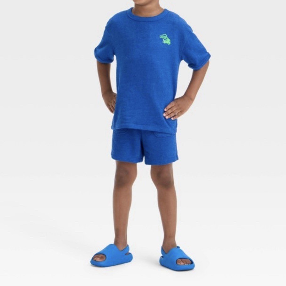 Toddler Boys’ Short Sleeve French Terry Alligator T-Shirt and Shorts Set 18M
