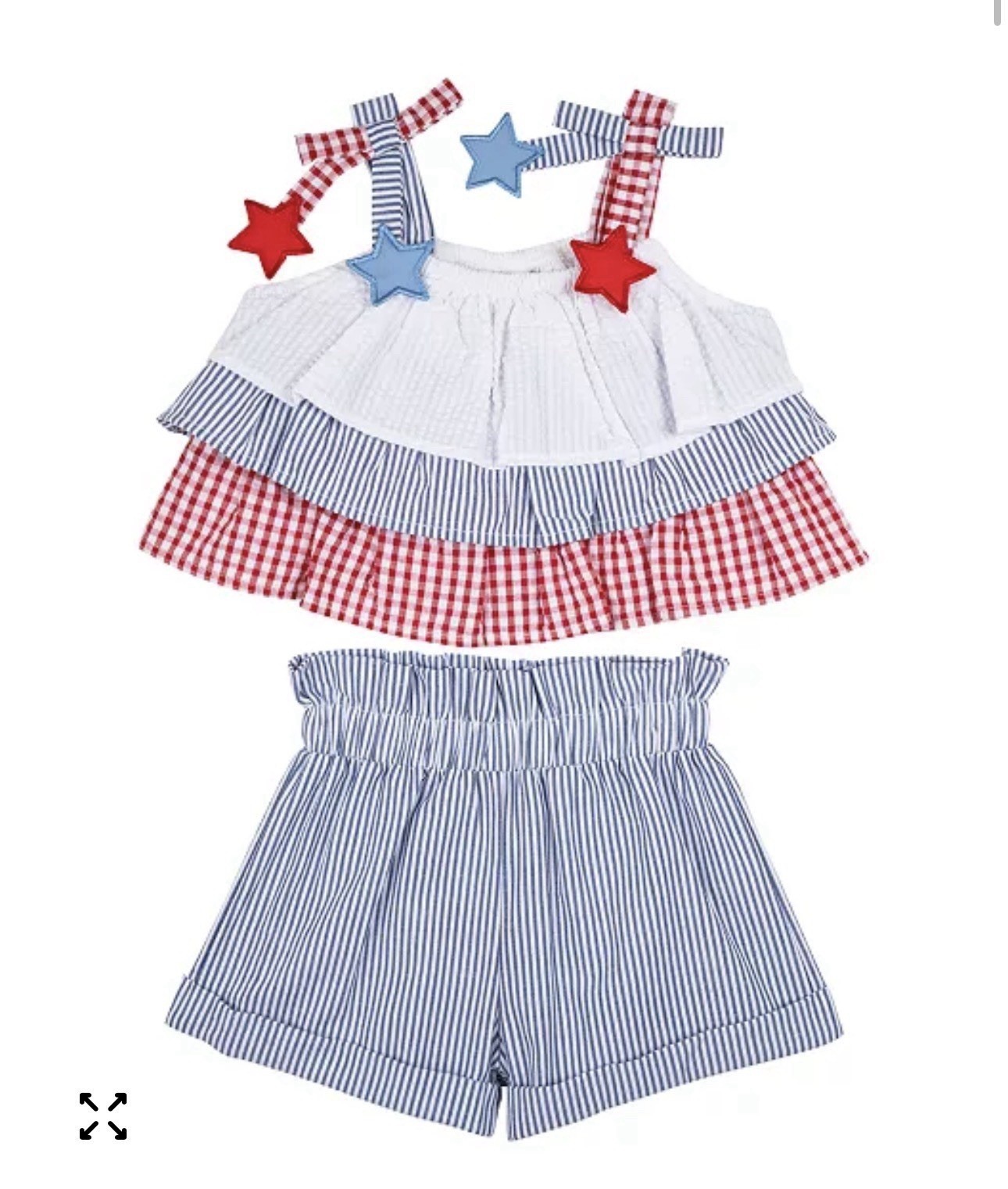 Rare Editions Patriotic Stars 2 Piece Red White Blue Shorts Set & Top 24M