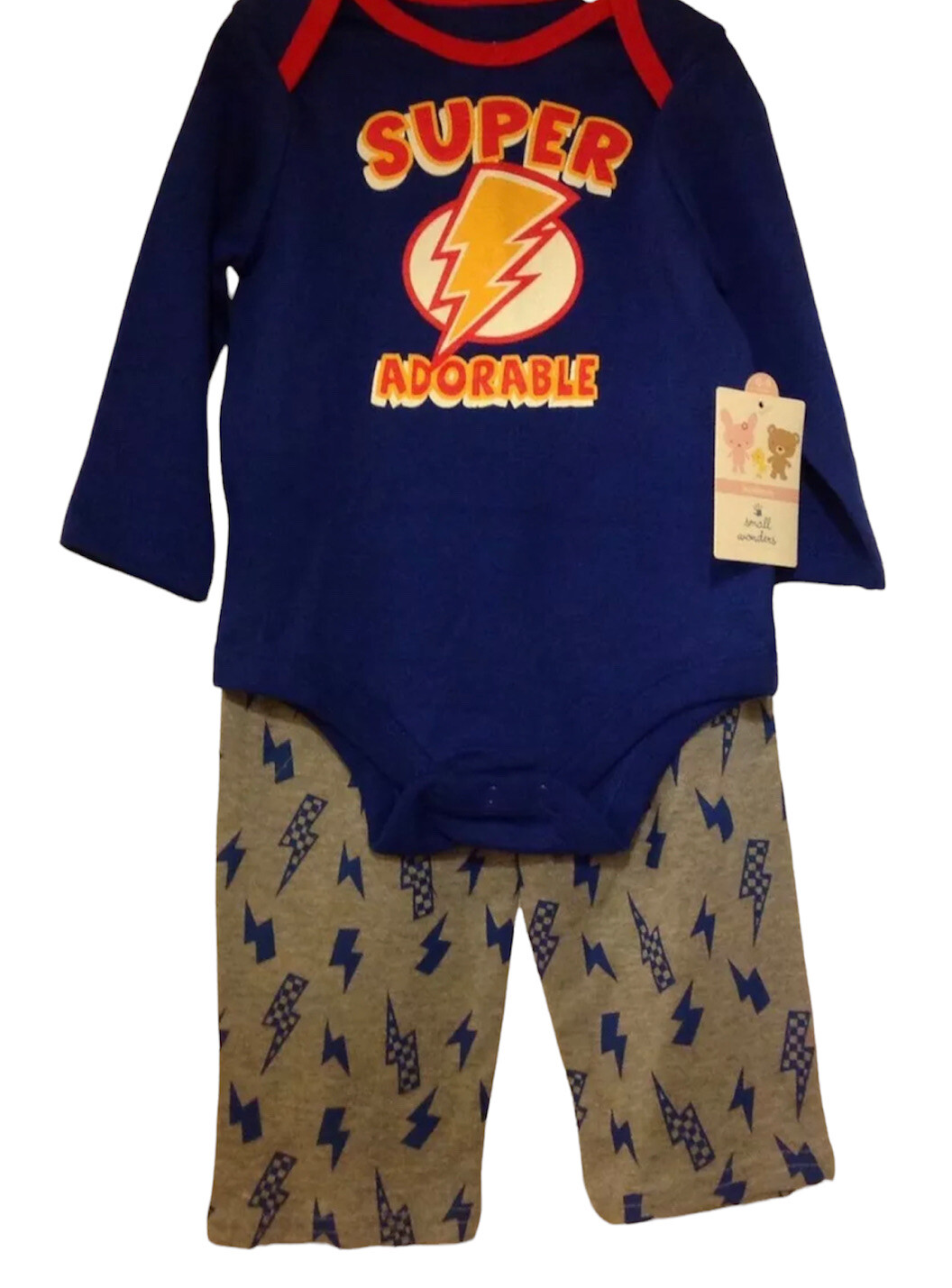 NEW Small Wonders Infant Boys Super Adorable Super Hero Pant Outfit 3/6 6/9 M