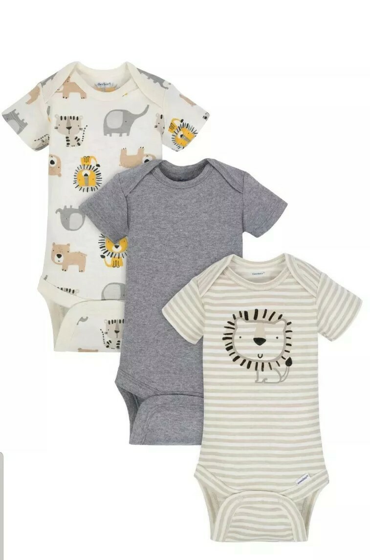 NEW GERBER BABY BOY Organic Cotton Size Preemie Bodysuits Variety 3-Pack