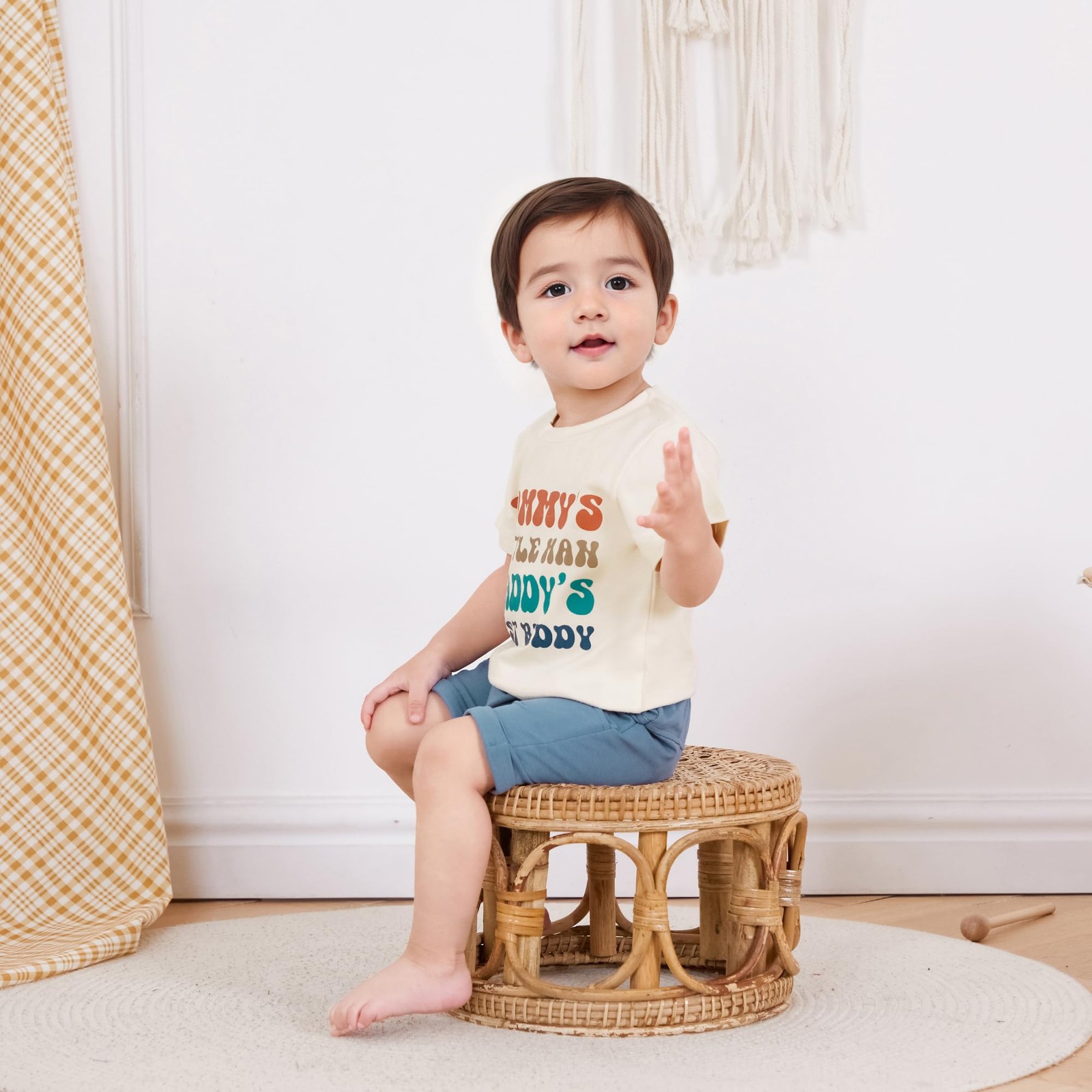 Toddler Baby Boy Summer Outfit Funny Letter T-Shirts Top Shorts Set Infant Bo…