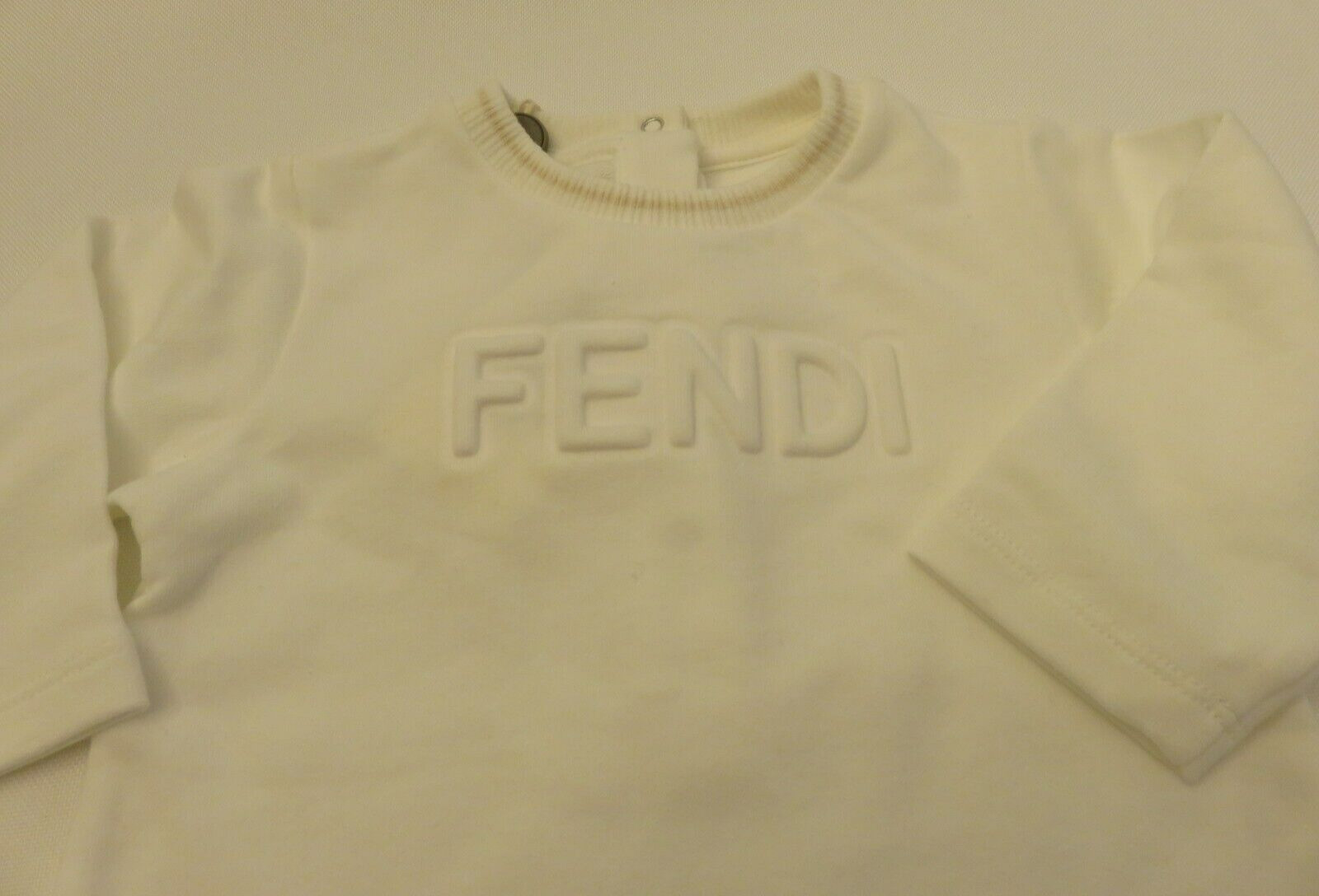 $470 NWB Fendi Beige white FF Babygrow Gift Set 3 peice girl boy 6 months