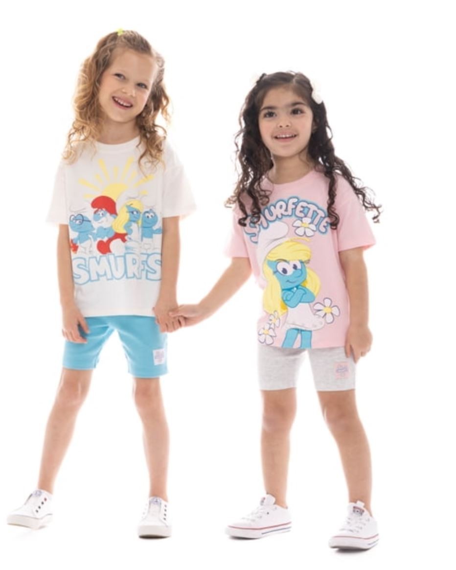 SMURFS TODDLER GIRLS SMURFETTE GRAPHIC TEE AND BIKE SHORTS -2T NEW