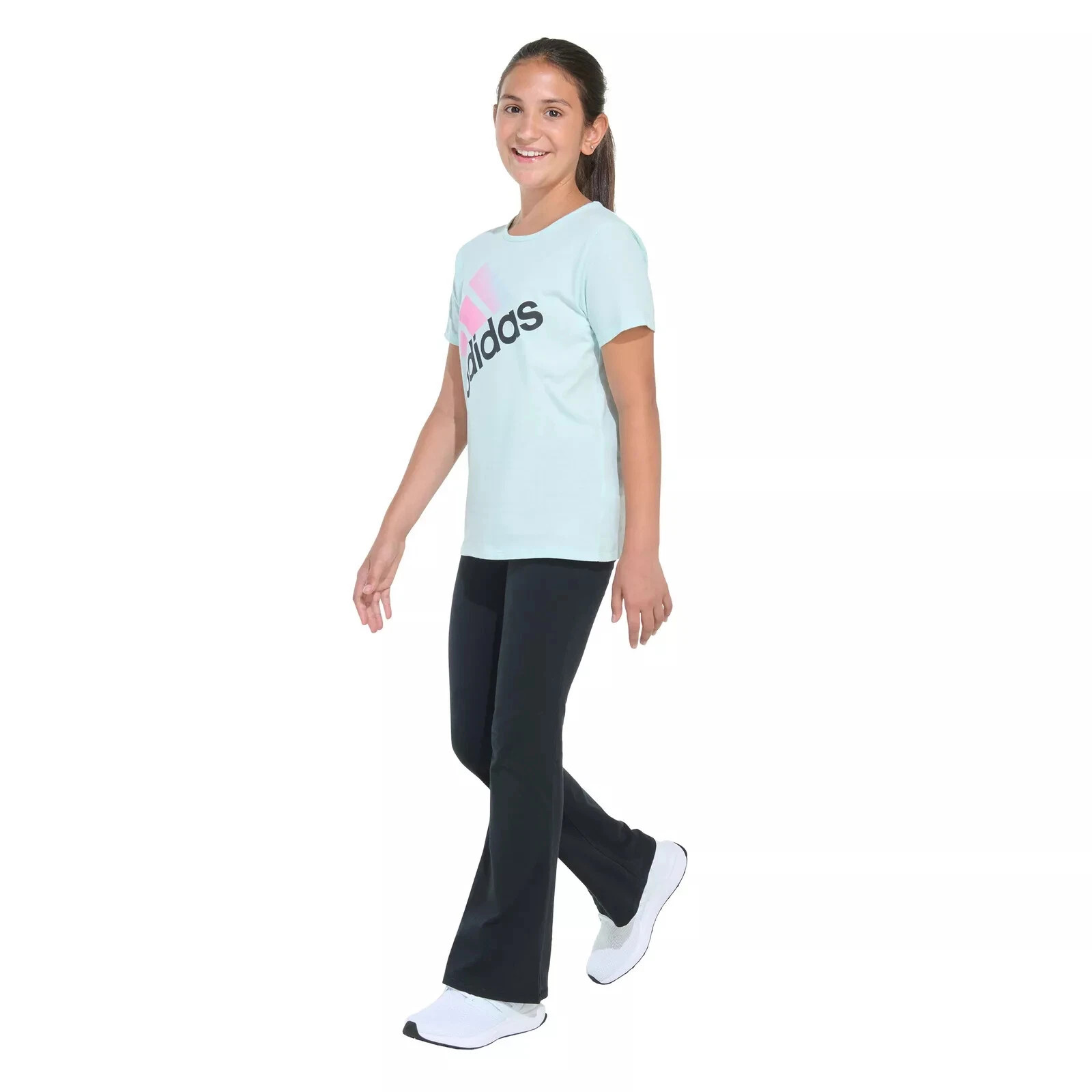 adidas Girls 2-Piece Outfit Tee & Flare Pants Youth Size XL-16 Casual Sportswear