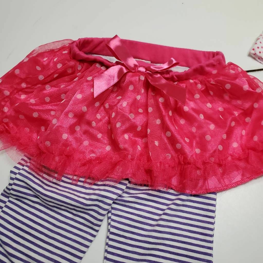 DDG Darlings Girls Top And Tutu Leggings Pink Polka Dot Ladybug 2 Piece 24 M