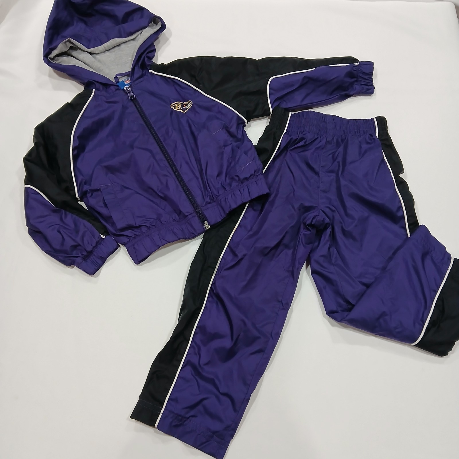 VTG Reebok NFL Baltimore Ravens Toddler Tracksuit 2pc Windbreaker Pants Set 3T