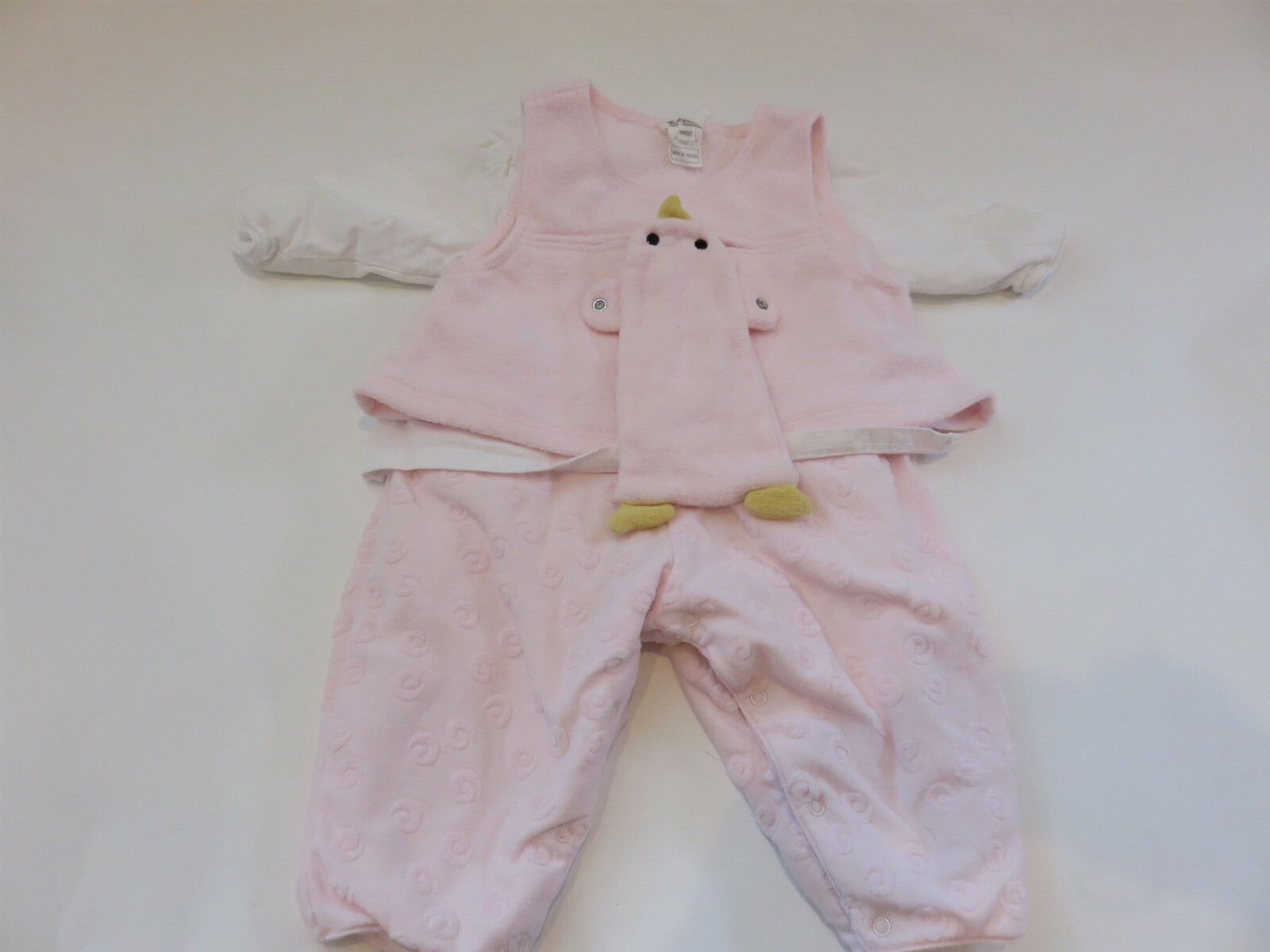 Babymini Catimimi Baby Girl 3P duck outfit 6 months EUC