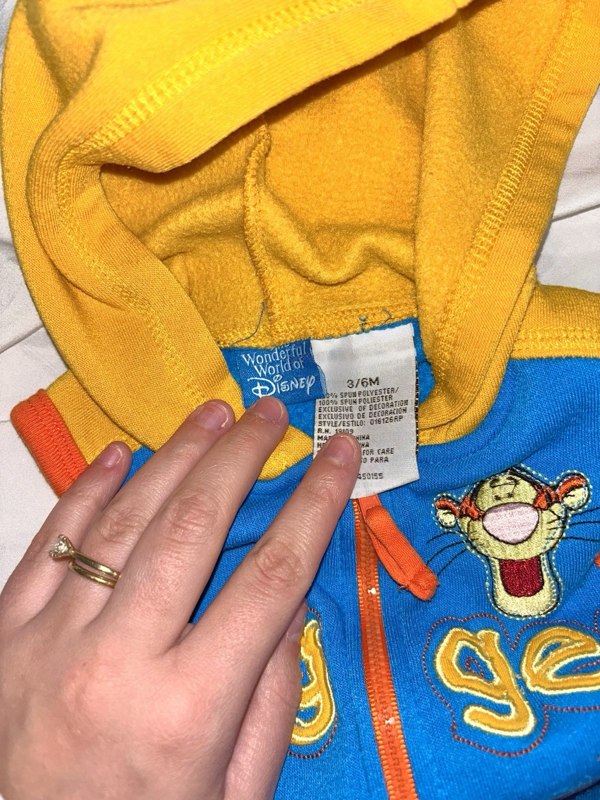Wonderful World of Disney Tigger Hooded Vest & Pants Set Orange Blue 3-6M Fleece