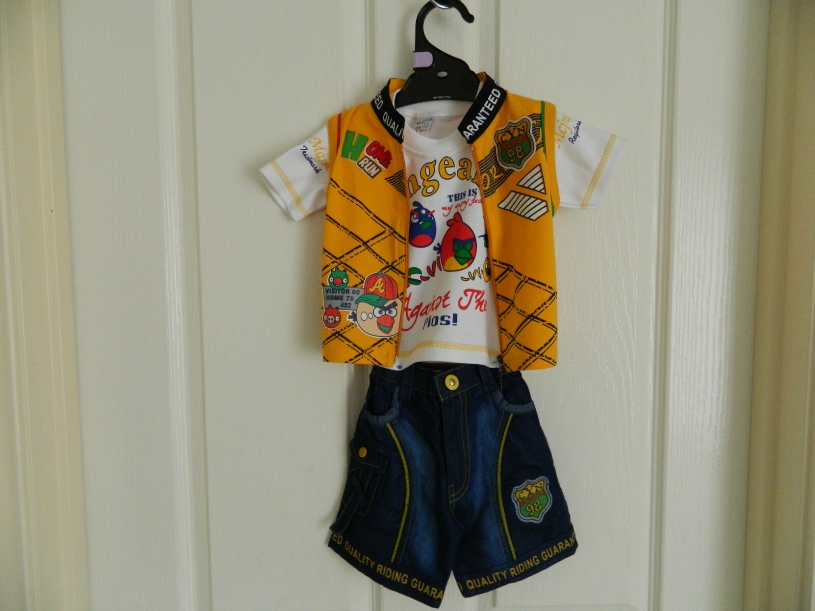 New ANGRY BIRD BABY BOY 3pcs SUMMER SET T-Shirt Shorts Vest Size 2 Made India