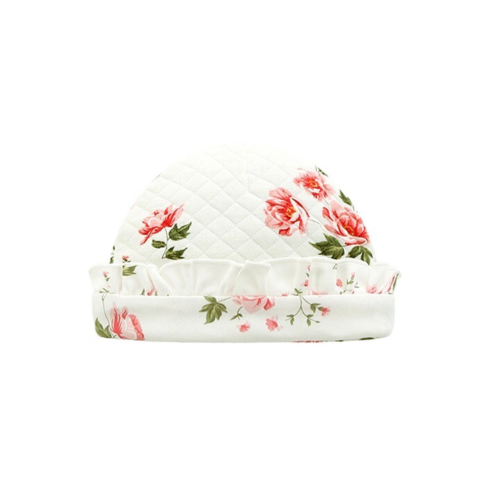2-Piece Baby Girl Floral Romper & Hat Set – Organic Cotton Long Sleeve Outfit