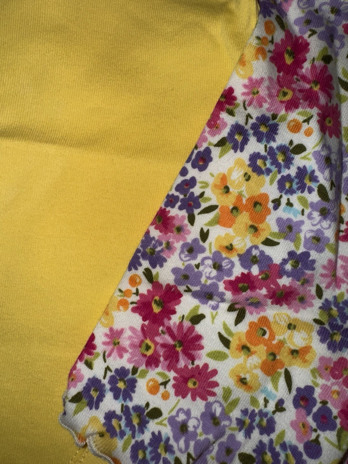 Gymboree Girl 9-12m 6-12 m Yellow Bodysuit Floral Bike Shorts Lettuce Cuffs New