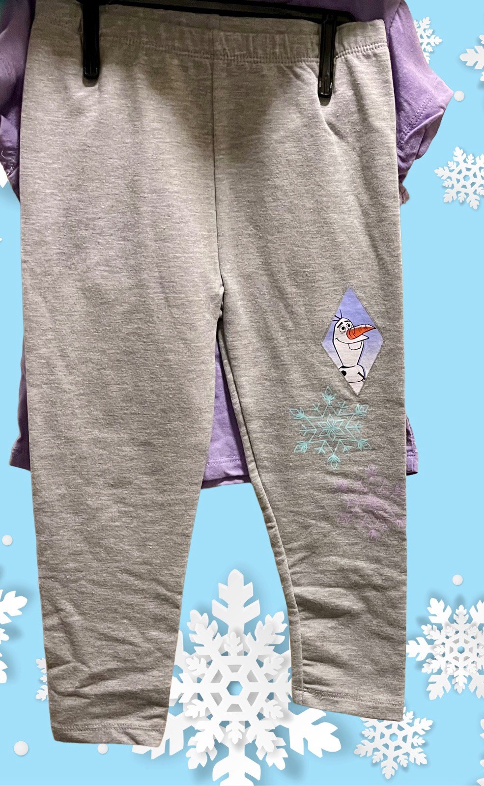 Disney Frozen Toddler Girls 3pc Hoodie T-Shirt Sweat Pants Teal/Purple Size