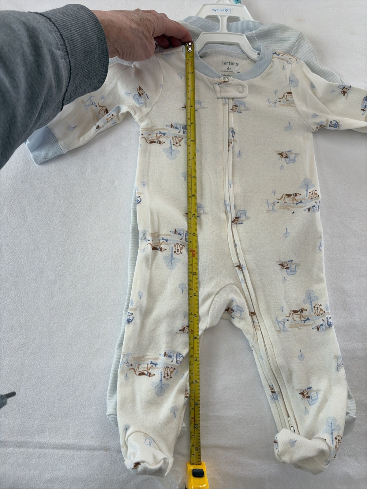 Carters Baby Boys Sleepers- Lot Of 2 TWO – DOGS/Striped SZ 6 MOS -NEW W TAGS $30