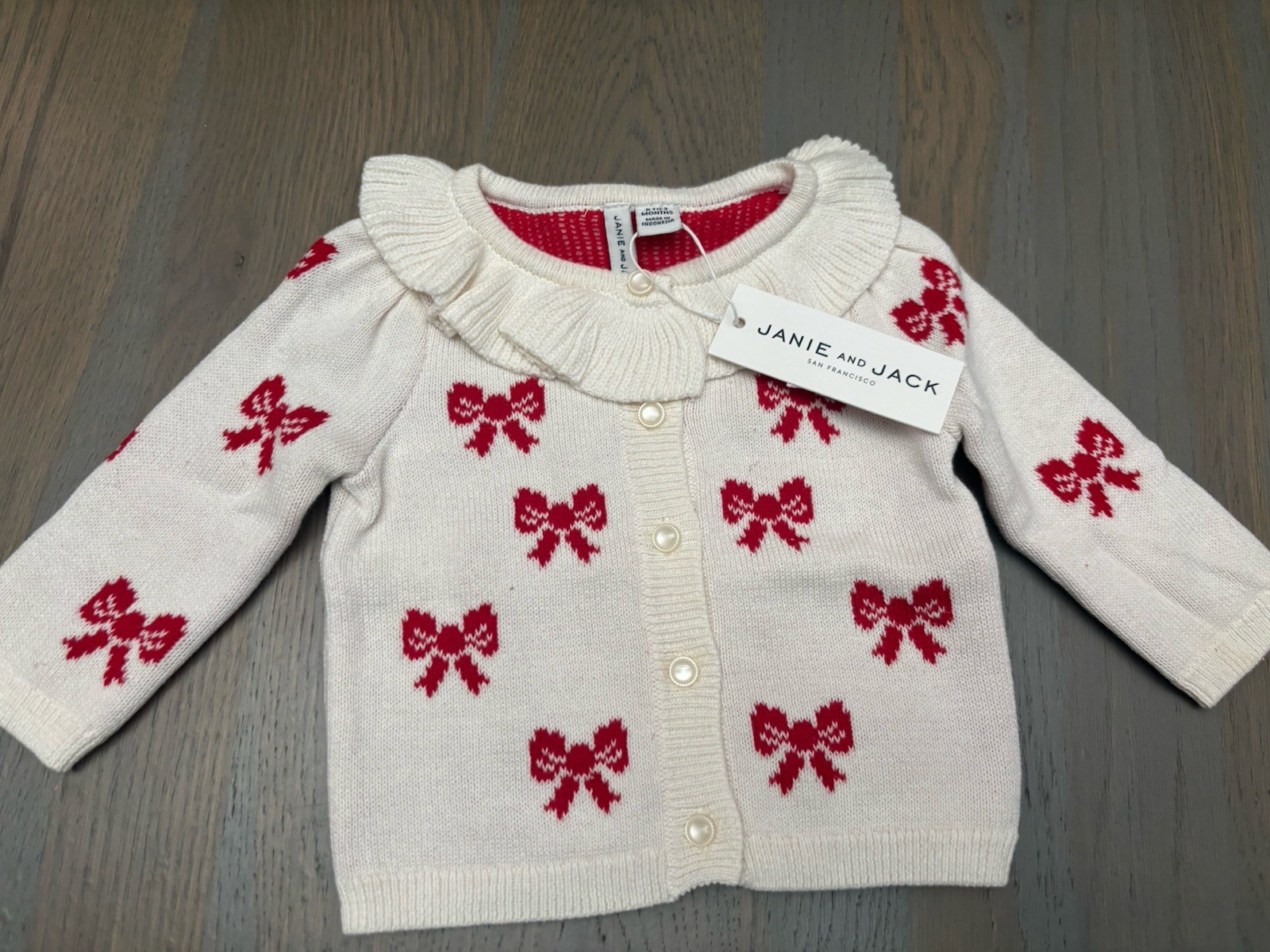 NWT Janie and Jack girl WINTER HOLIDAY ivory bow Sweater 5-piece SET 0 3 6 9 12