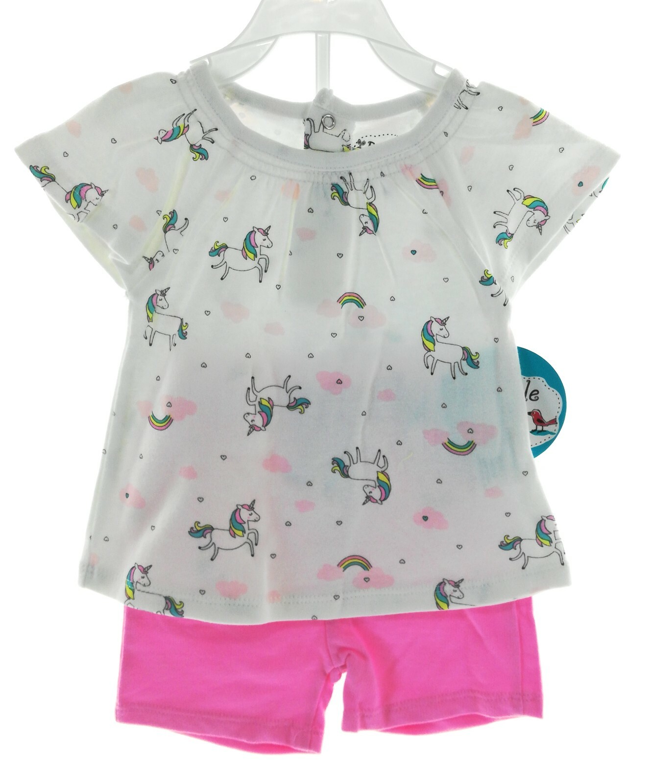 Bumble & Birdie Infant Girls Unicorn Multi Color Shorts Outfit Size 9 Months