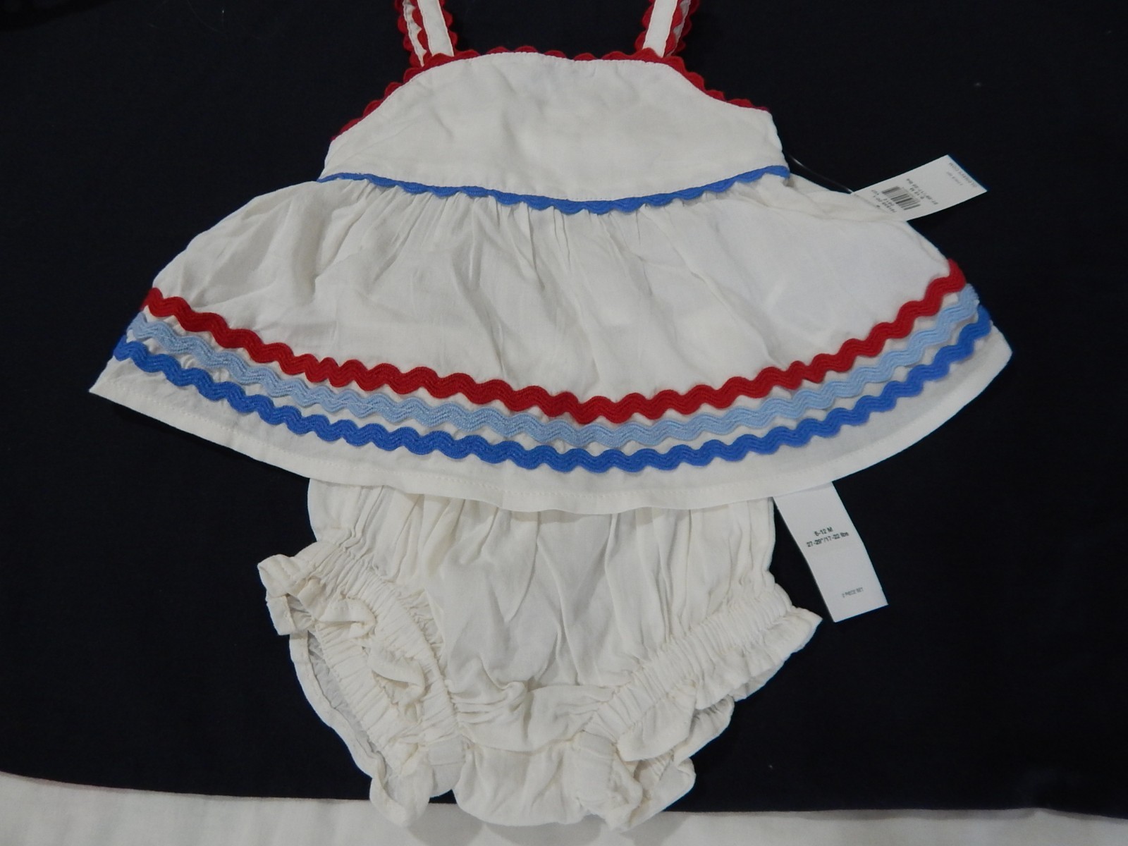 Bnwt Old Navy Girls 6-12 Months Patriotic Ric Rac Top Bloomers SET viscose Blend