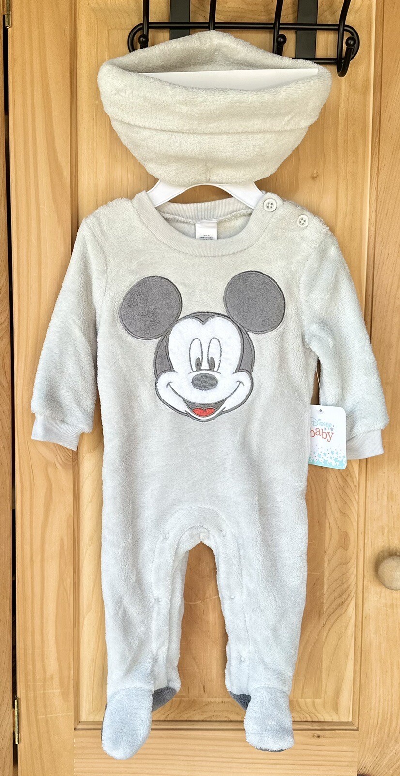 Disney Plush Mickey Mouse 2-Piece Coverall & Hat Set for Boys 3-6 Mo NWT!