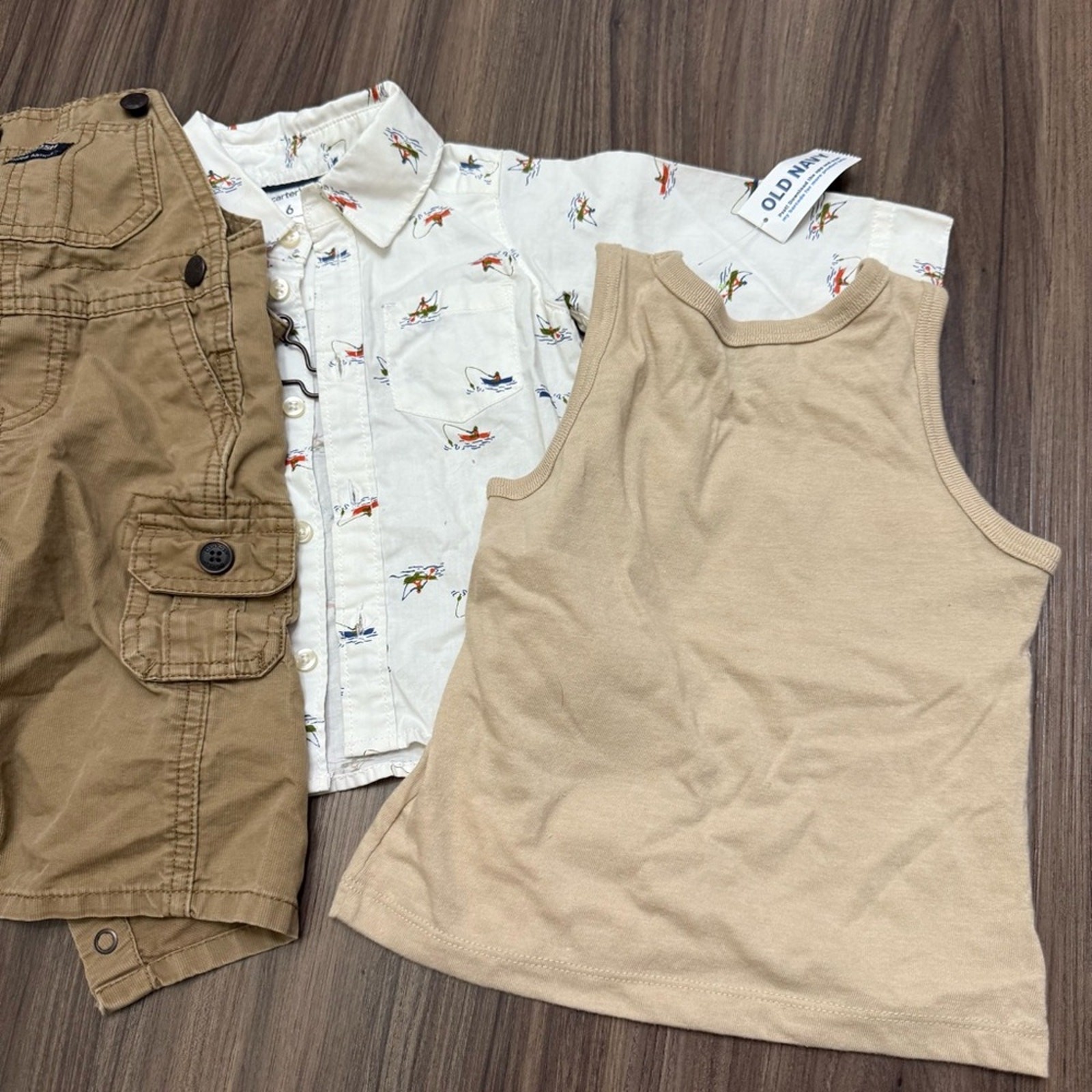 3 of osh kosh Old Navy Carter 6-12m-18m Tan White Accessory Collection