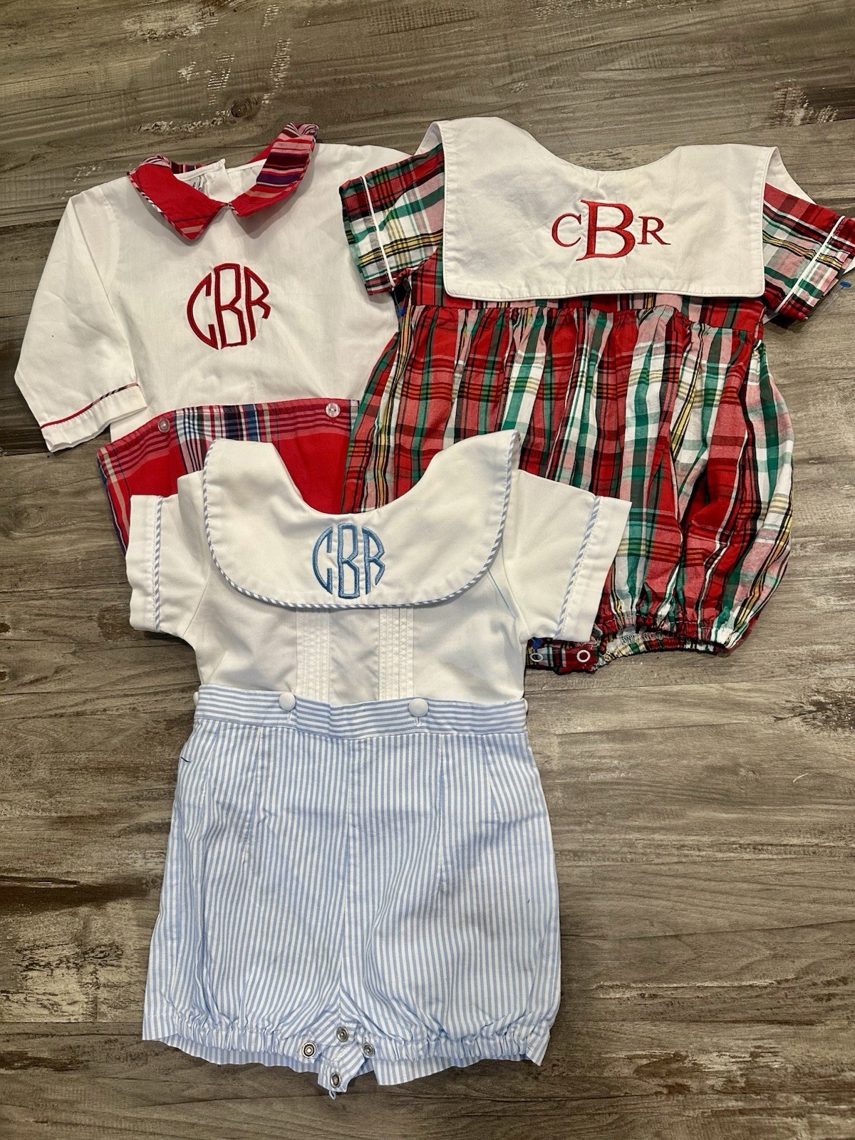 Lot 3 Monogrammed C B R Baby Boy Outfits 6 Mo. 9 Mo. 12 Mo. Cecil And Lou