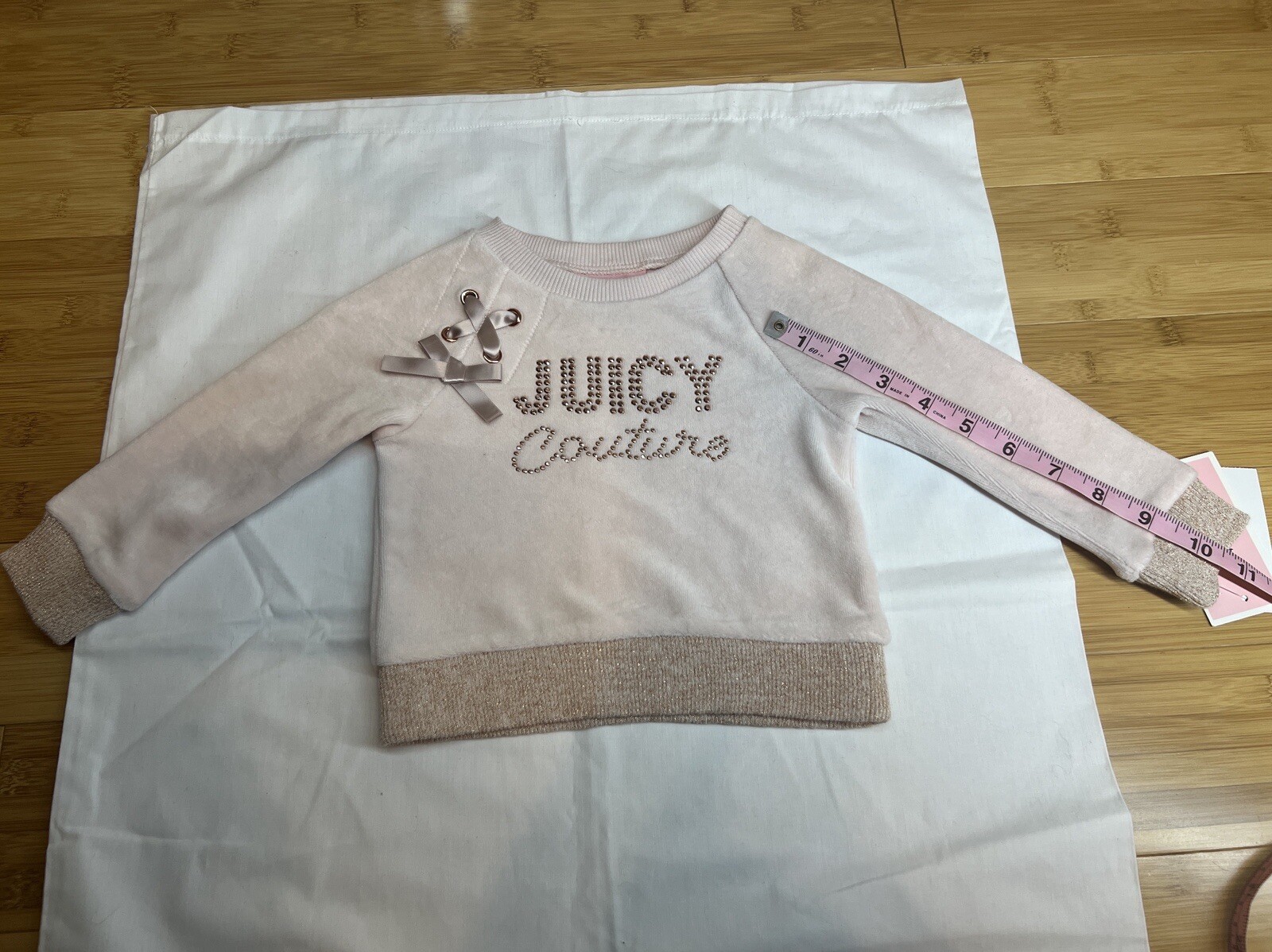 Juicy Couture Kids 2-Piece Bow Shoulder sweater & Joggers,Blush Pink,Barbie|12M