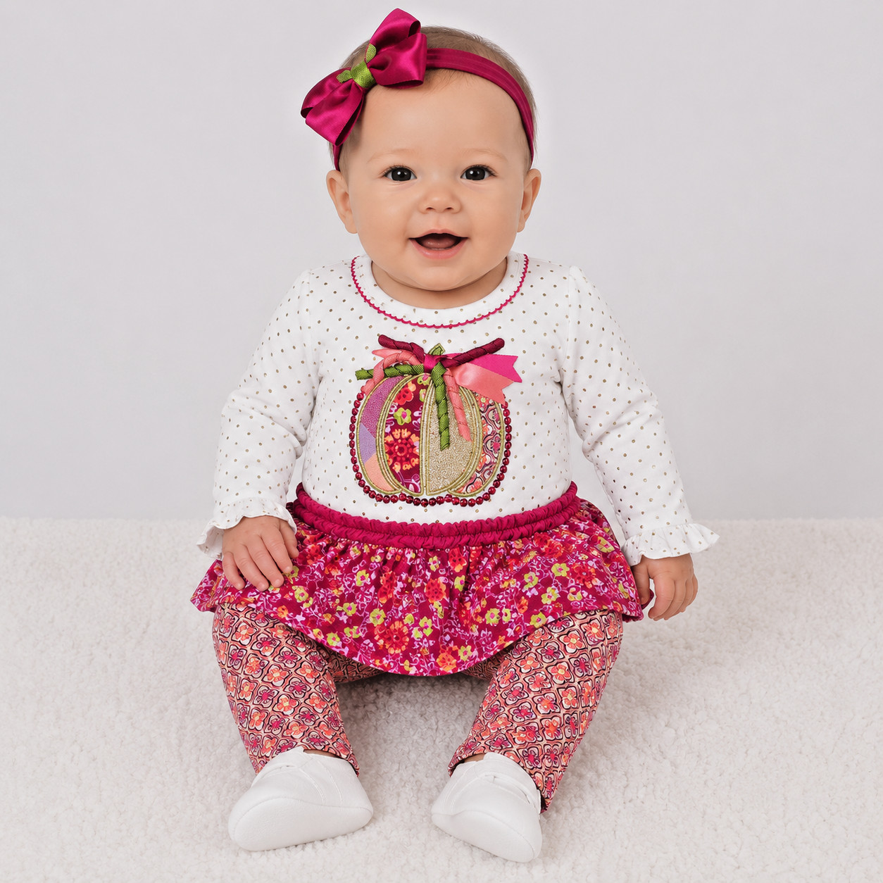 NWT Bonnie Jean 3-6 Mo Fall Thanksgiving Pumpkin Legging Set Outfit Baby Toddler