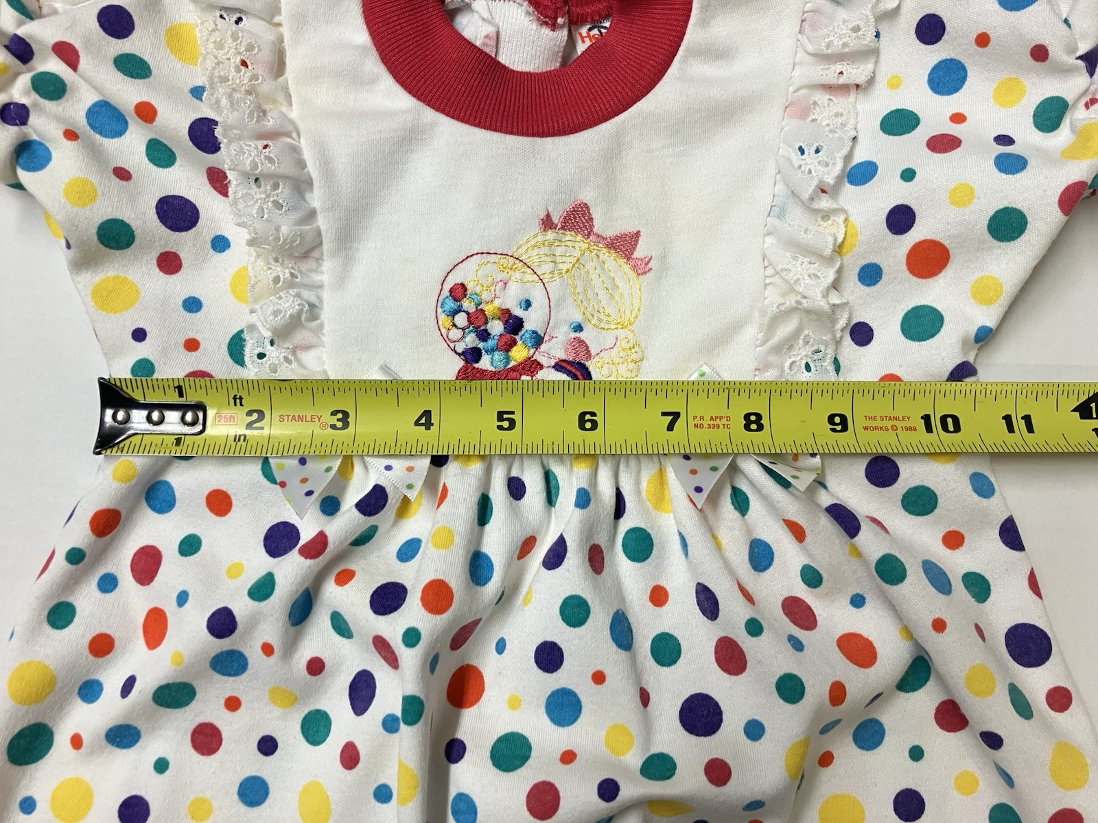 Vintage Health Tex Polka Dot Bubble Romper Baby Girl Size 6-9 M Embroidered USA