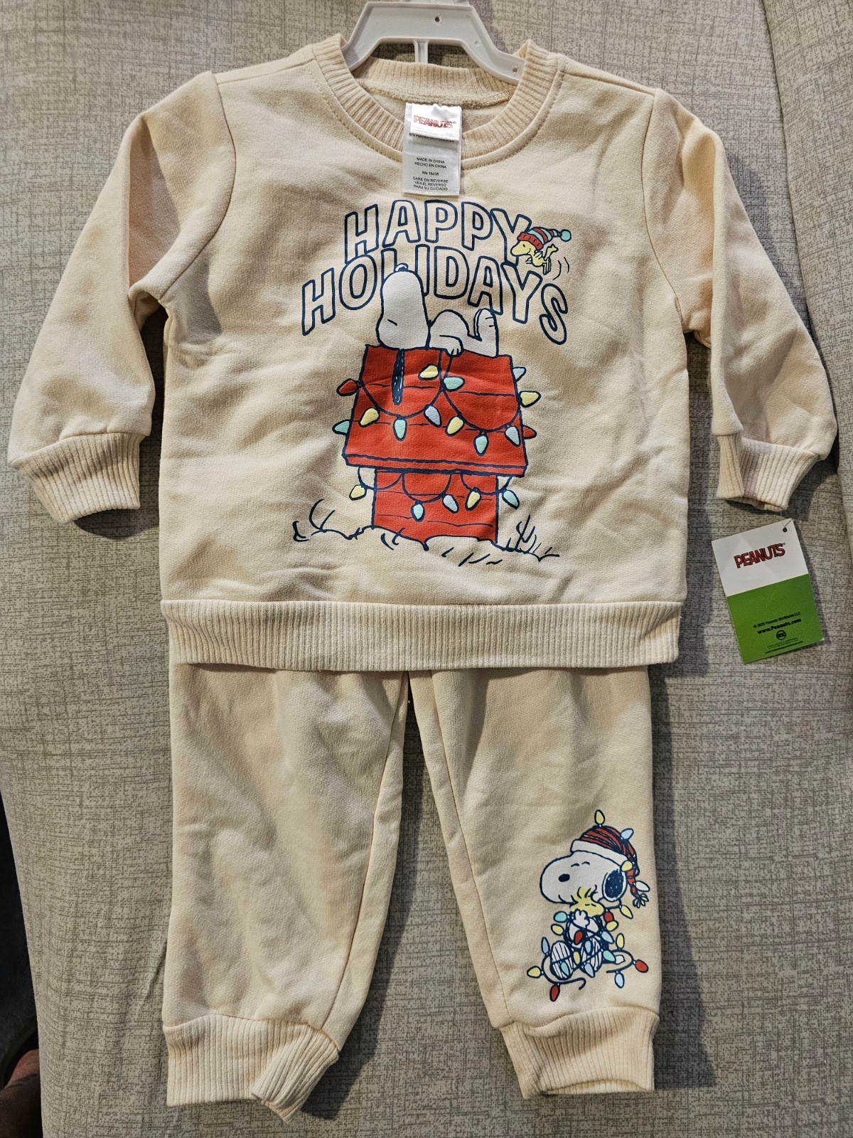 Peanuts Snoopy Happy Holidays Sweatshirt & Jogger Sweatpants Set Size 18 Months